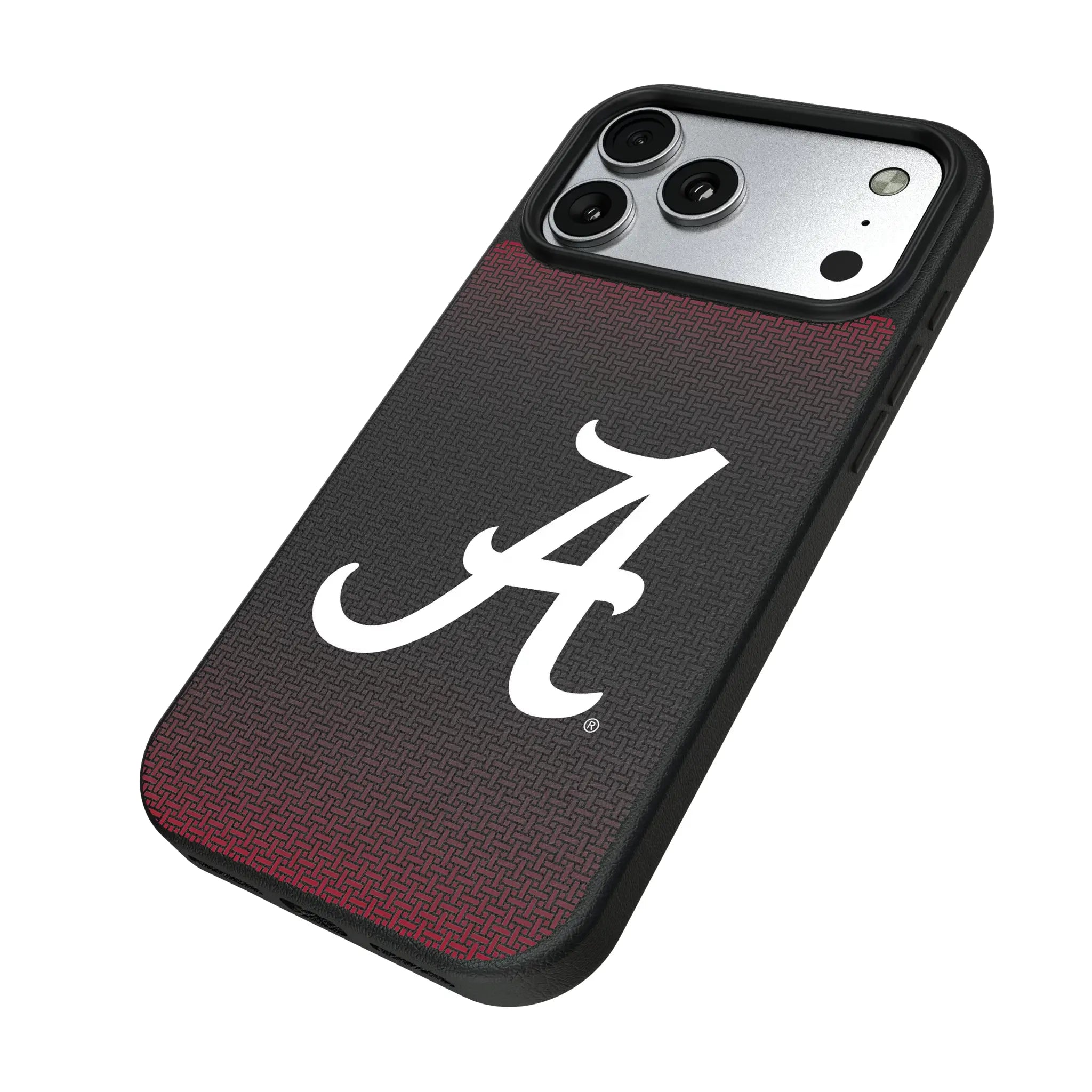 University of Alabama Crimson Tide Script A Linen iPhone MagSafe Compatible Phone Case for Apple iPhone - Isometric View#Device_iPhone 17 Pro Max