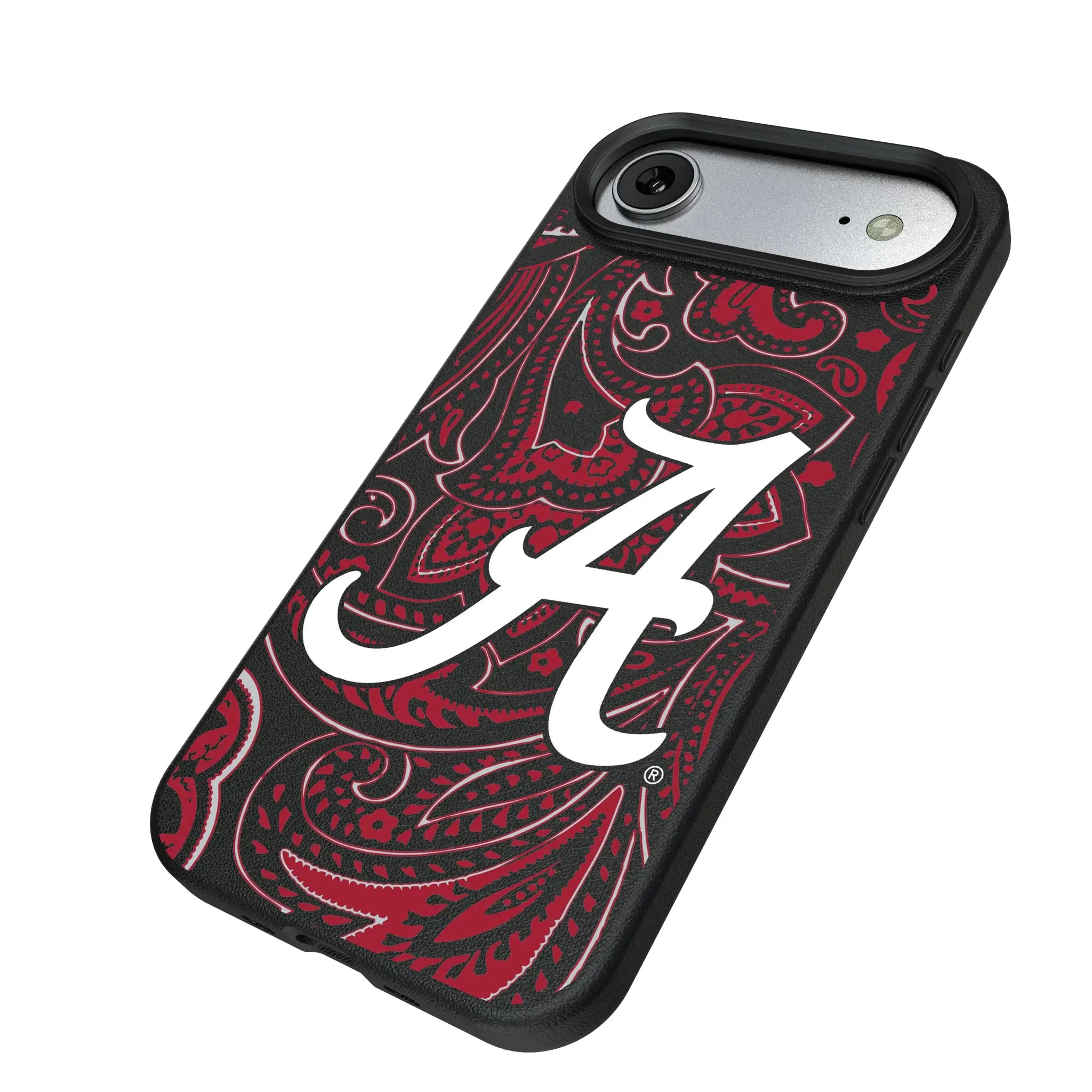 University of Alabama Crimson Tide Script A Paisley iPhone MagSafe Compatible Phone Case for Apple iPhone - Isometric View#Device_iPhone Air