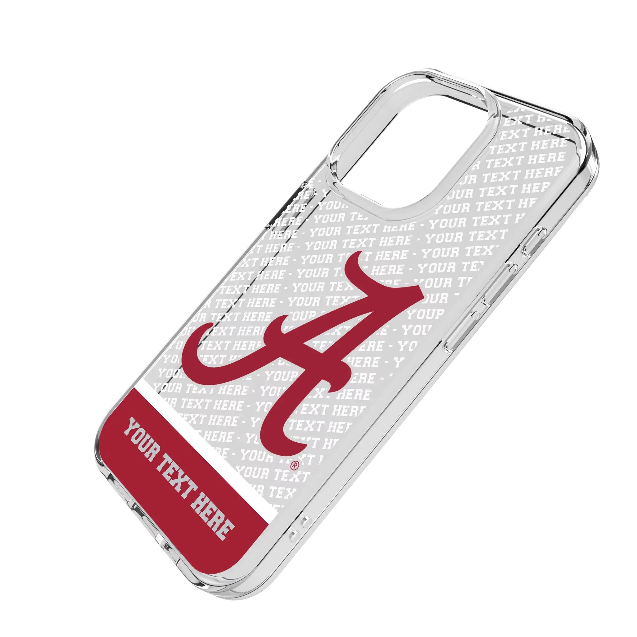 University of Alabama Crimson Tide Script A Personalized EndZone Plus iPhone Clear Phone Case for Apple iPhone - Isometric View