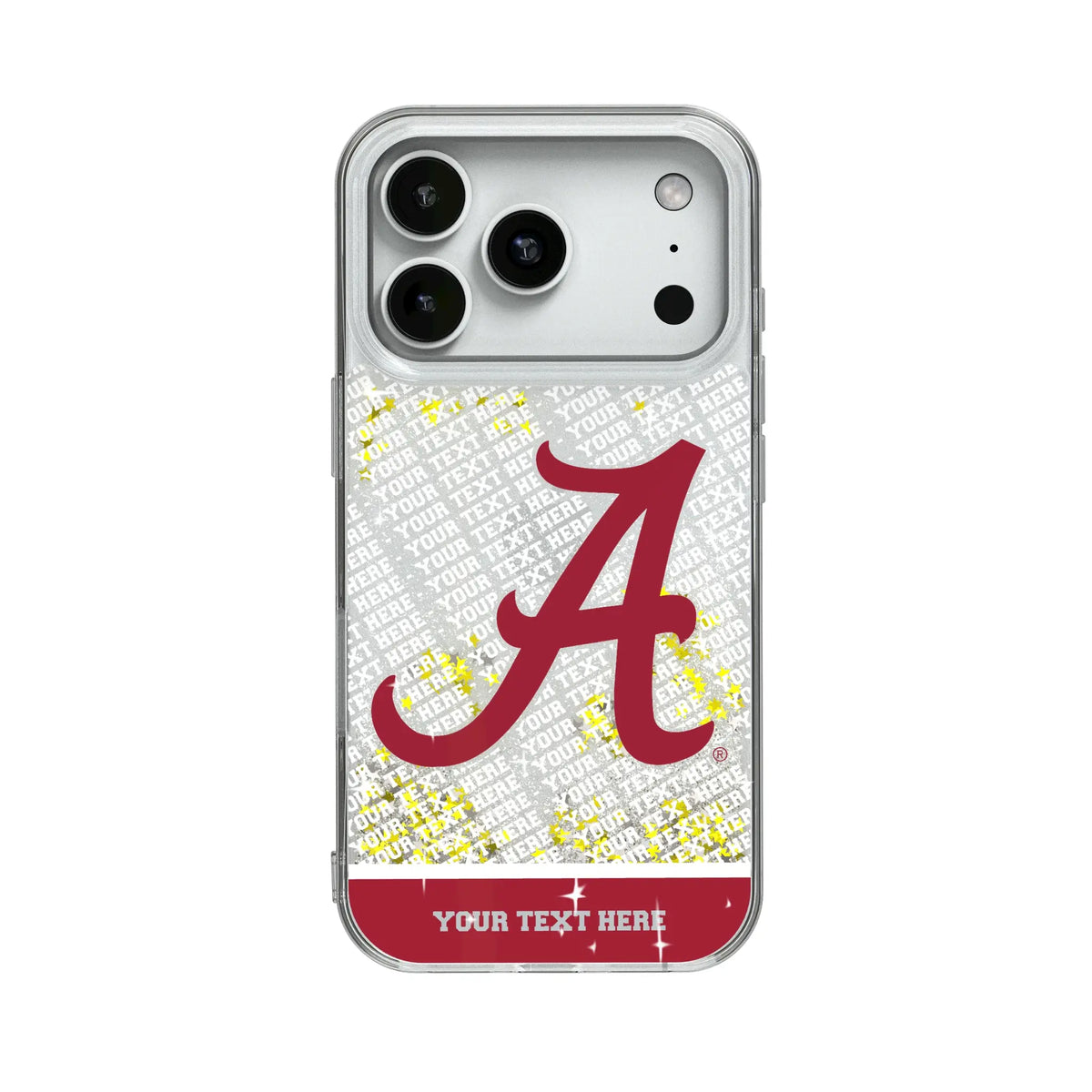University of Alabama Crimson Tide Script A Personalized EndZone Plus Glitter Phone Case for Apple iPhone