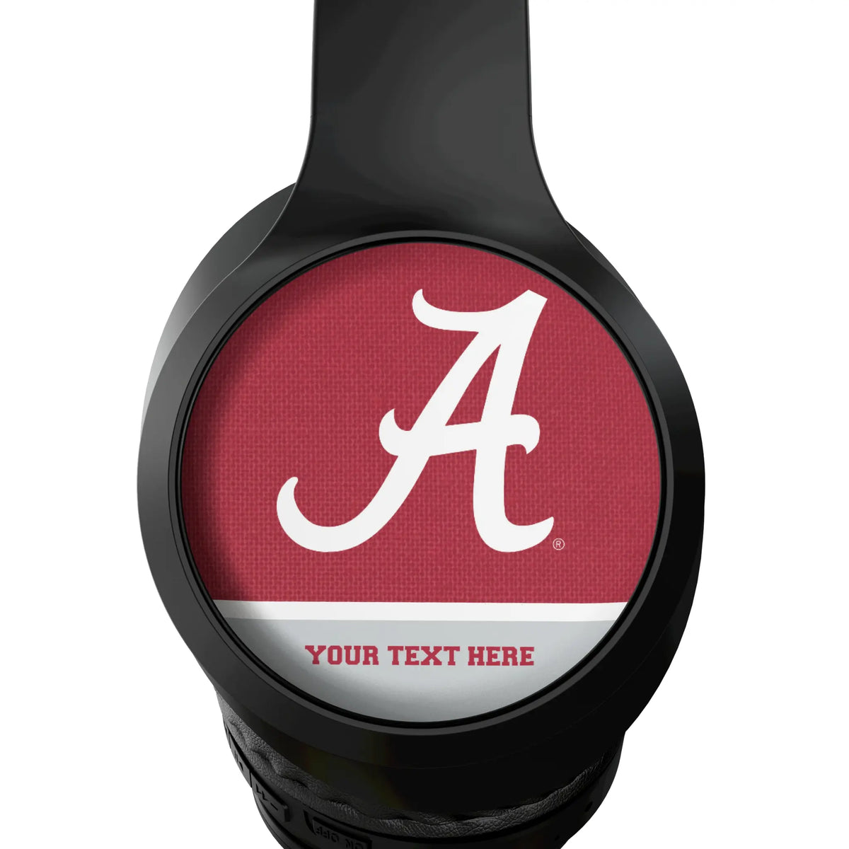 University of Alabama Crimson Tide Script A Personalized Endzone Solid Wireless Over-Ear Headphones With Case - Detail