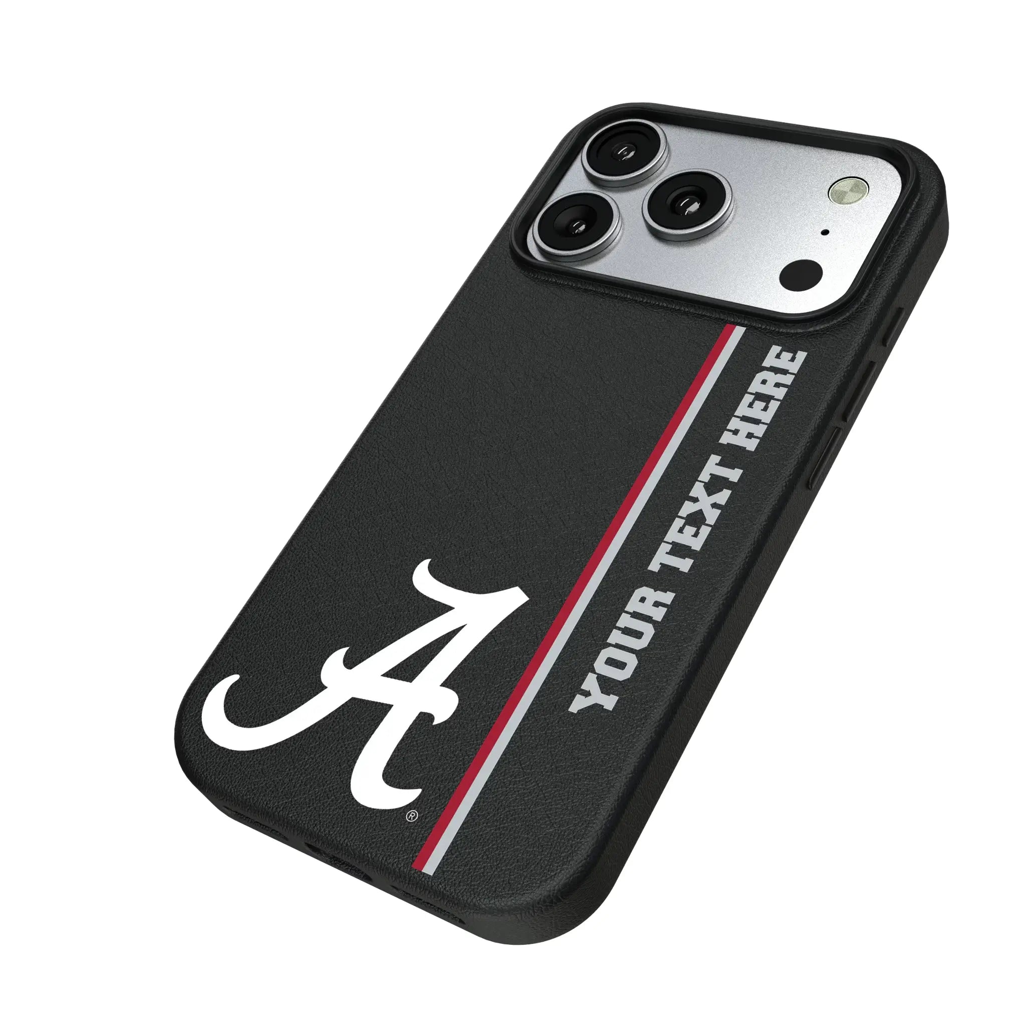University of Alabama Crimson Tide Script A Personalized Sidebard iPhone MagSafe Compatible Phone Case for Apple iPhone - Isometric View#Device_iPhone 17 Pro