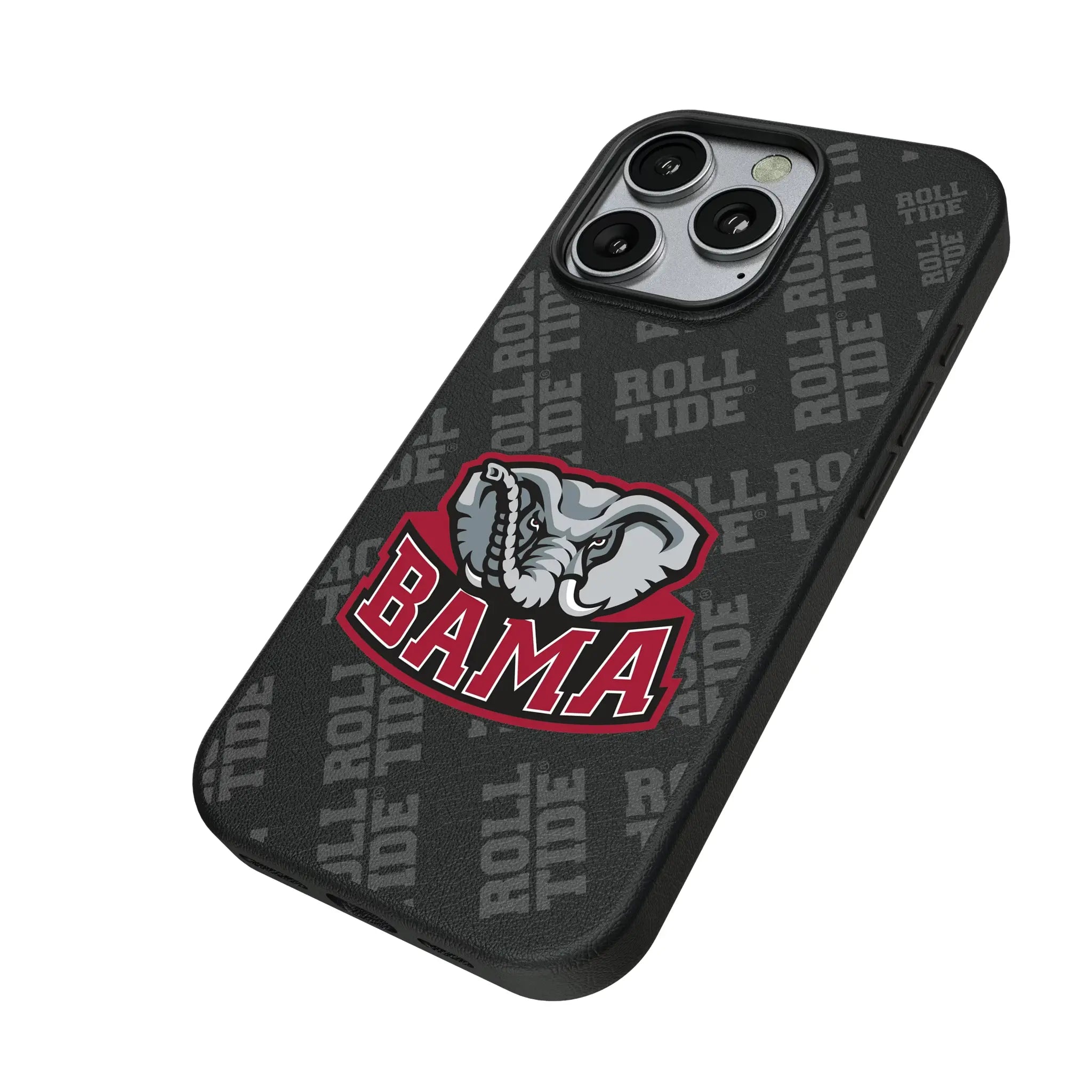 University of Alabama Crimson Tide Script A Quadtile iPhone MagSafe Compatible Phone Case for Apple iPhone - Isometric View