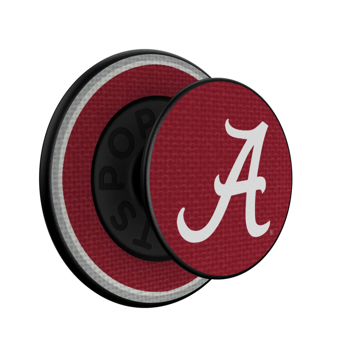 University of Alabama Crimson Tide Script A Stripe Popsockets Round Magnetic - Isometric View