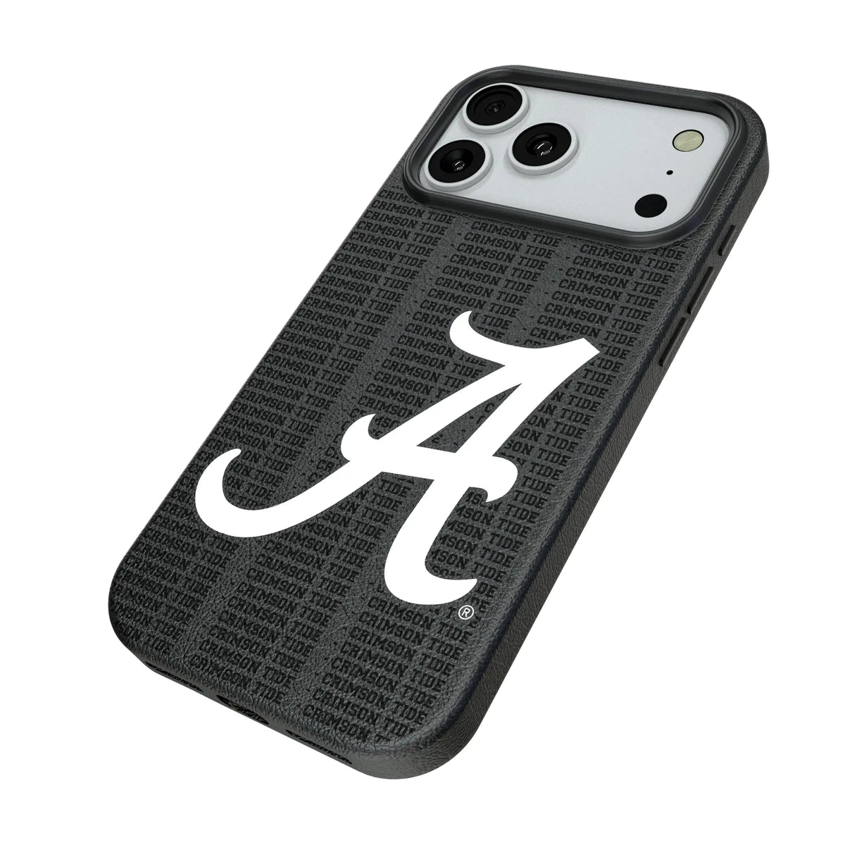 University of Alabama Crimson Tide Script A Text Backdrop iPhone MagSafe Compatible Phone Case for Apple iPhone - Isometric View#Device_iPhone 18 Pro Max