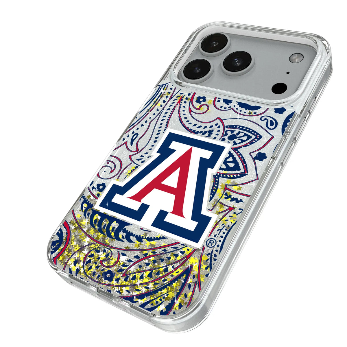 University of Arizona Wildcats Paisley iPhone Glitter Phone Case for Apple iPhone - Isometric View#Device_iPhone 18 Pro