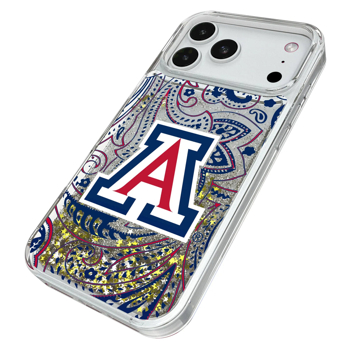 University of Arizona Wildcats Paisley iPhone Glitter Phone Case for Apple iPhone - Isometric View#Device_iPhone 18 Pro Max