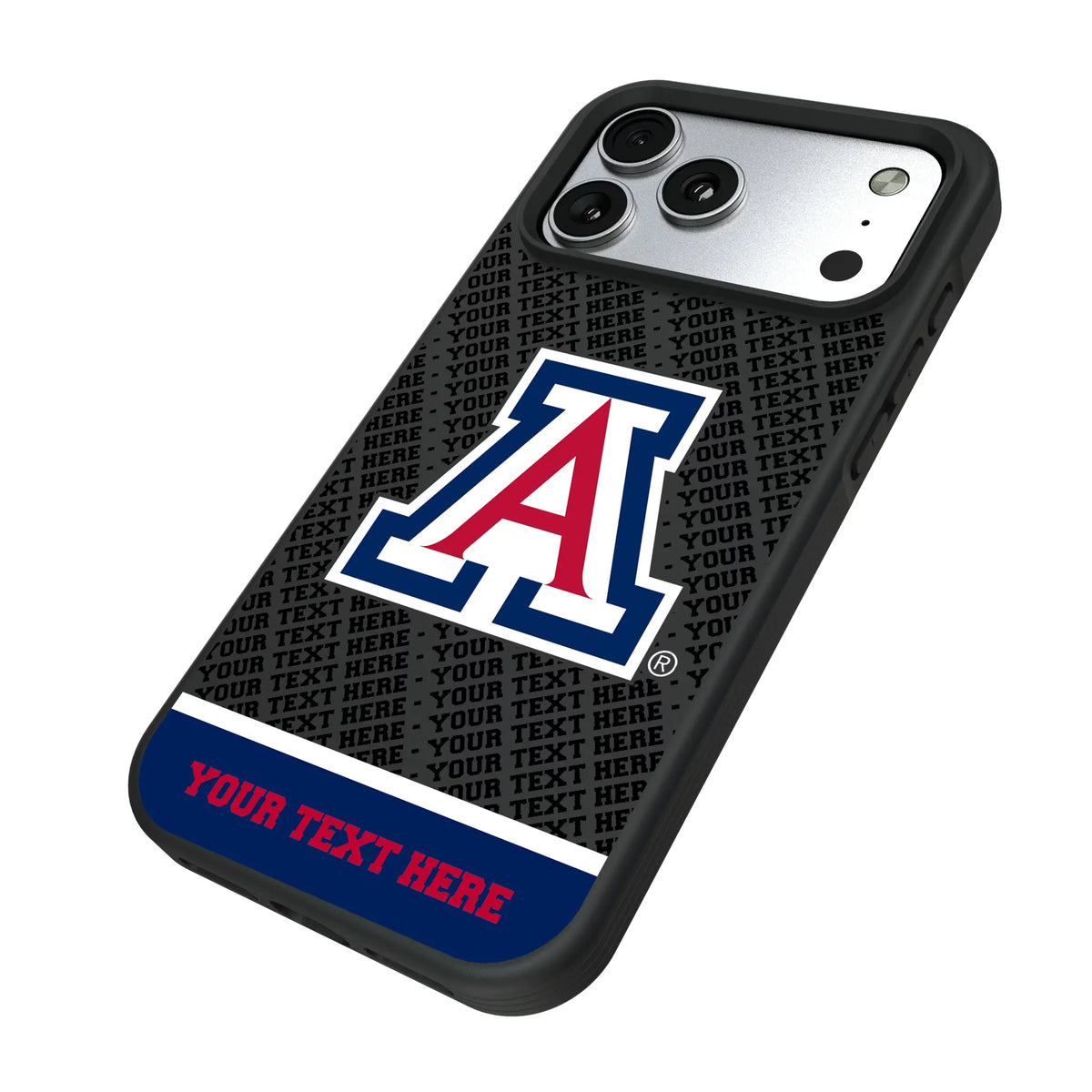 University of Arizona Wildcats Personalized EndZone Plus iPhone Bump Phone Case for Apple iPhone - Isometric View#Device_iPhone 17 Pro Max