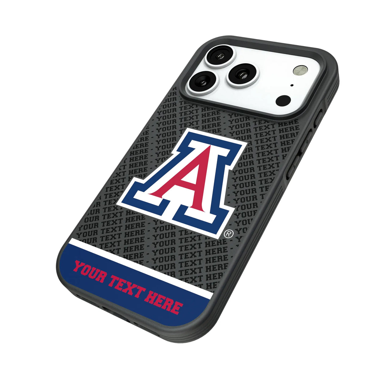 University of Arizona Wildcats Personalized EndZone Plus iPhone Bump Phone Case for Apple iPhone - Isometric View#Device_iPhone 18 Pro