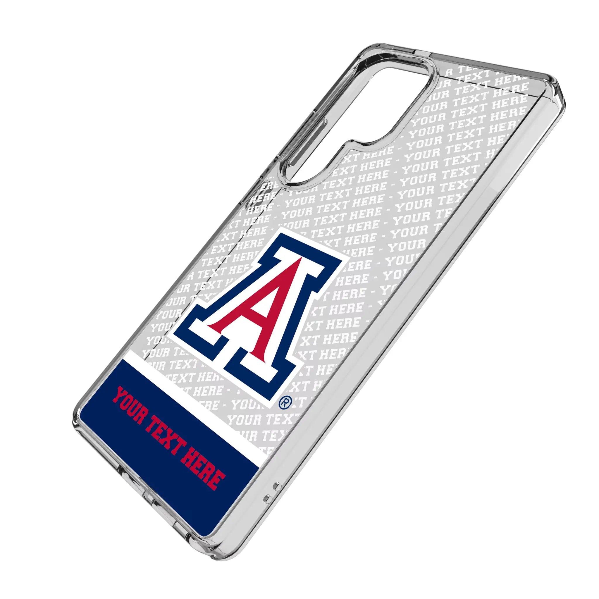University of Arizona Wildcats Personalized EndZone Plus Galaxy Clear Phone Case for Samsung Galaxy - Isometric View#Device_Galaxy S25 Ultra