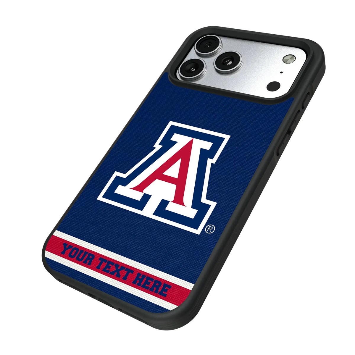 University of Arizona Wildcats Personalized Stripe iPhone Bump Phone Case for Apple iPhone - Isometric View#Device_iPhone 17 Pro Max