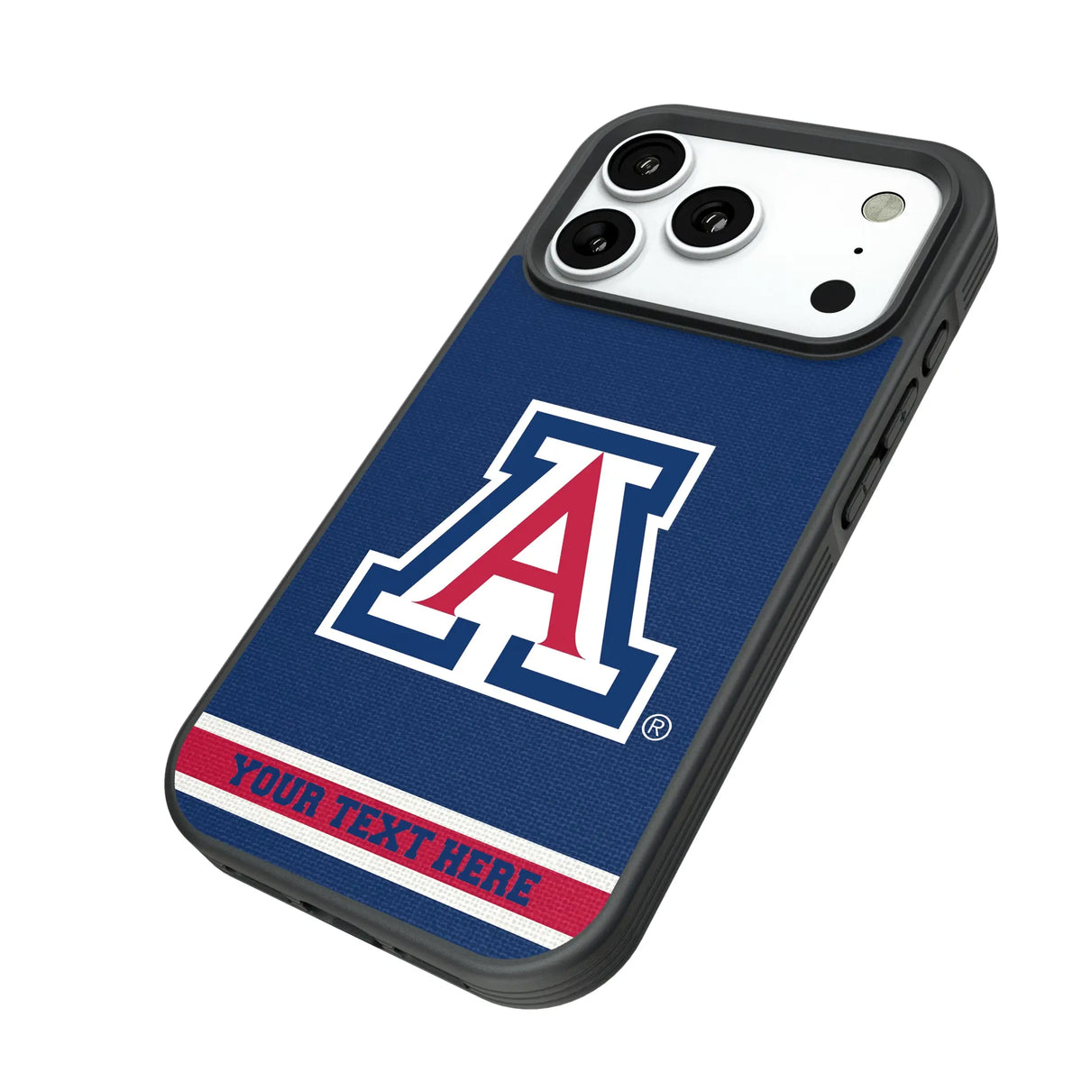 University of Arizona Wildcats Personalized Stripe iPhone Bump Phone Case for Apple iPhone - Isometric View#Device_iPhone 18 Pro