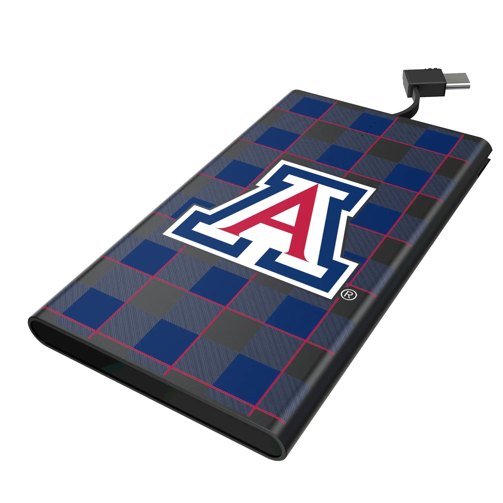 University of Arizona Wildcats Plaid 5000mAh Flat Power Bank
