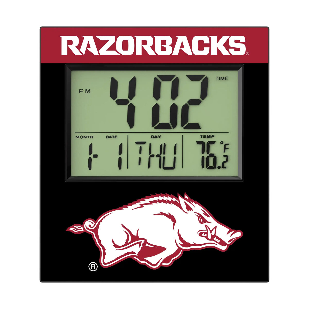 University of Arkansas Fayetteville Razorbacks Color Block Wall Clock