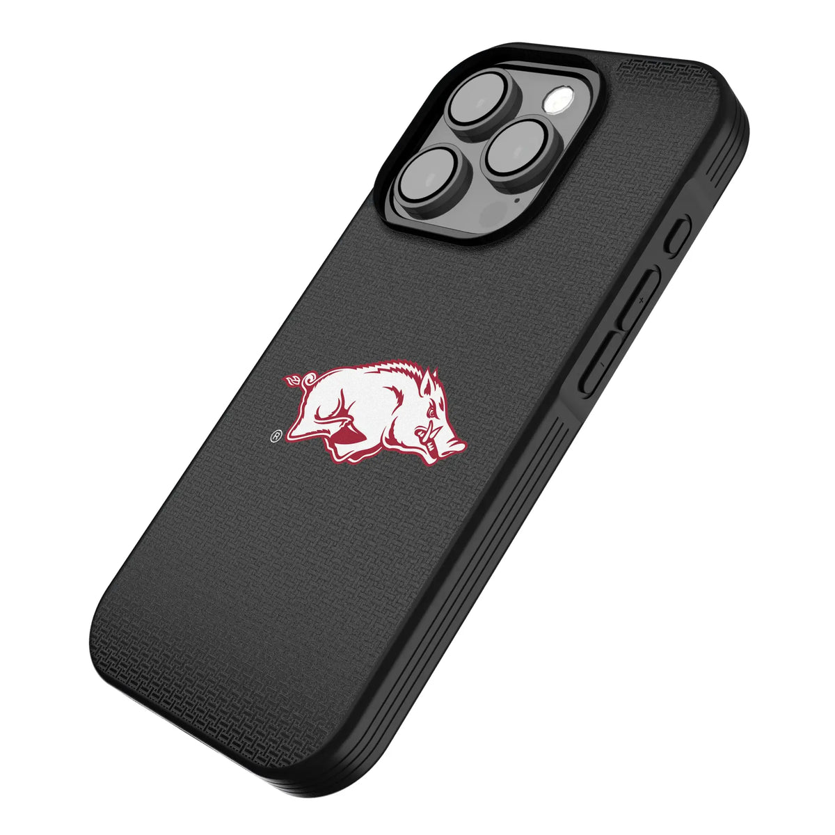 University of Arkansas Fayetteville Razorbacks Linen iPhone Bump Phone Case for Apple iPhone - Isometric View