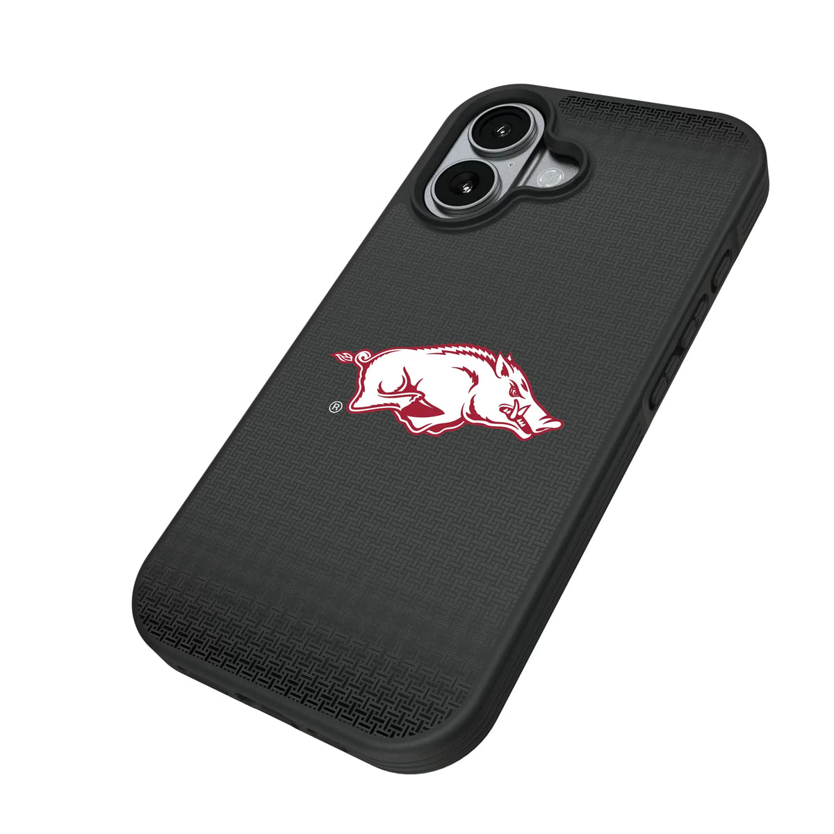 University of Arkansas Fayetteville Razorbacks Linen iPhone Bump Phone Case for Apple iPhone - Isometric View#Device_iPhone 17