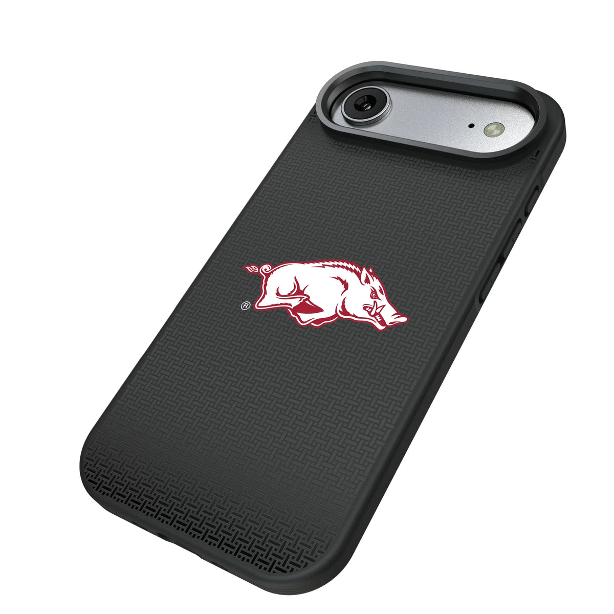 University of Arkansas Fayetteville Razorbacks Linen iPhone Bump Phone Case for Apple iPhone - Isometric View#Device_iPhone Air