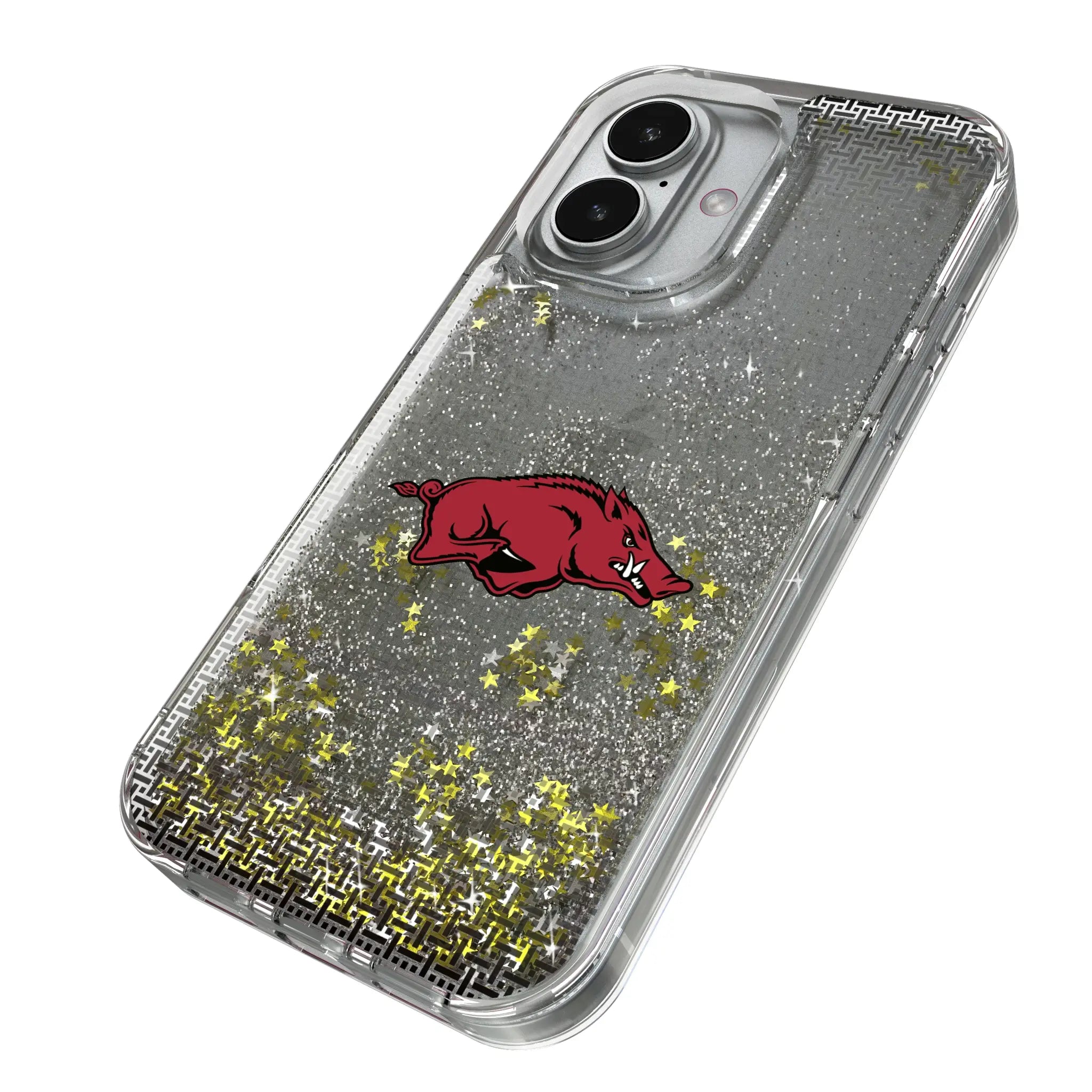 University of Arkansas Fayetteville Razorbacks Linen iPhone Glitter Phone Case for Apple iPhone - Isometric View