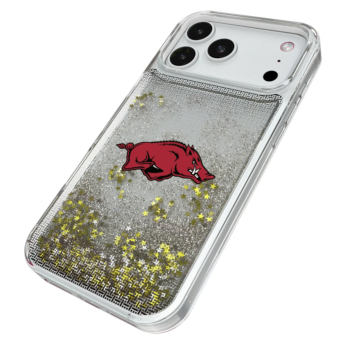 University of Arkansas Fayetteville Razorbacks Linen iPhone Glitter Phone Case for Apple iPhone - Isometric View#Device_iPhone 18 Pro Max