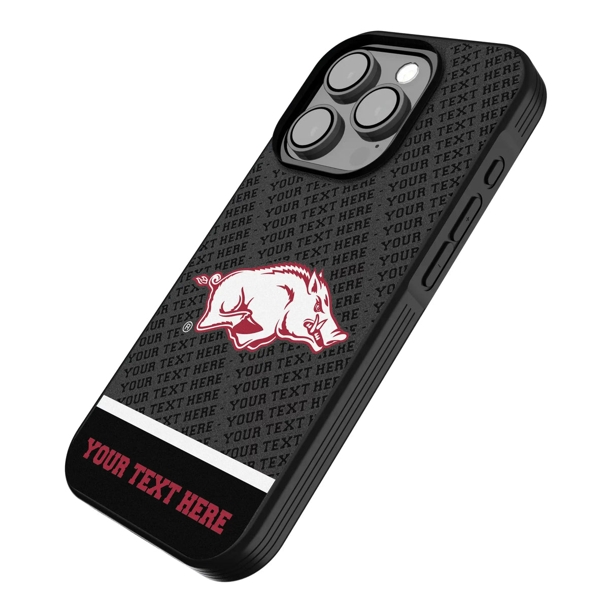 University of Arkansas Fayetteville Razorbacks Personalized EndZone Plus iPhone Bump Phone Case for Apple iPhone - Isometric View