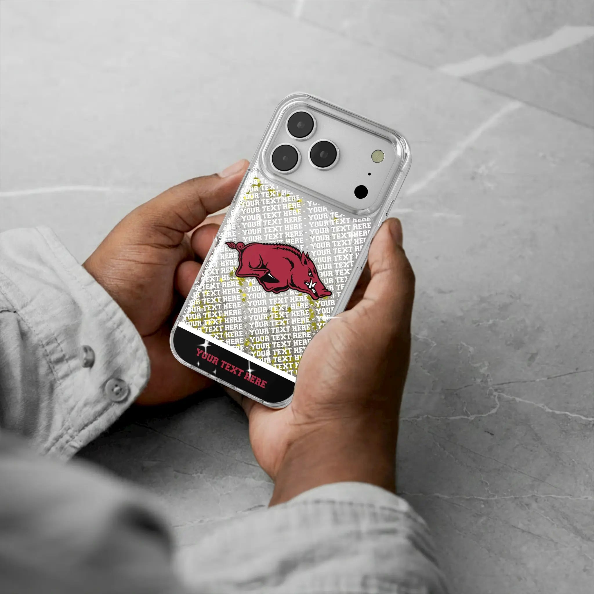 University of Arkansas Fayetteville Razorbacks Personalized EndZone Plus iPhone Glitter Phone Case for Apple iPhone - Lifestyle#Device_iPhone 17 Pro