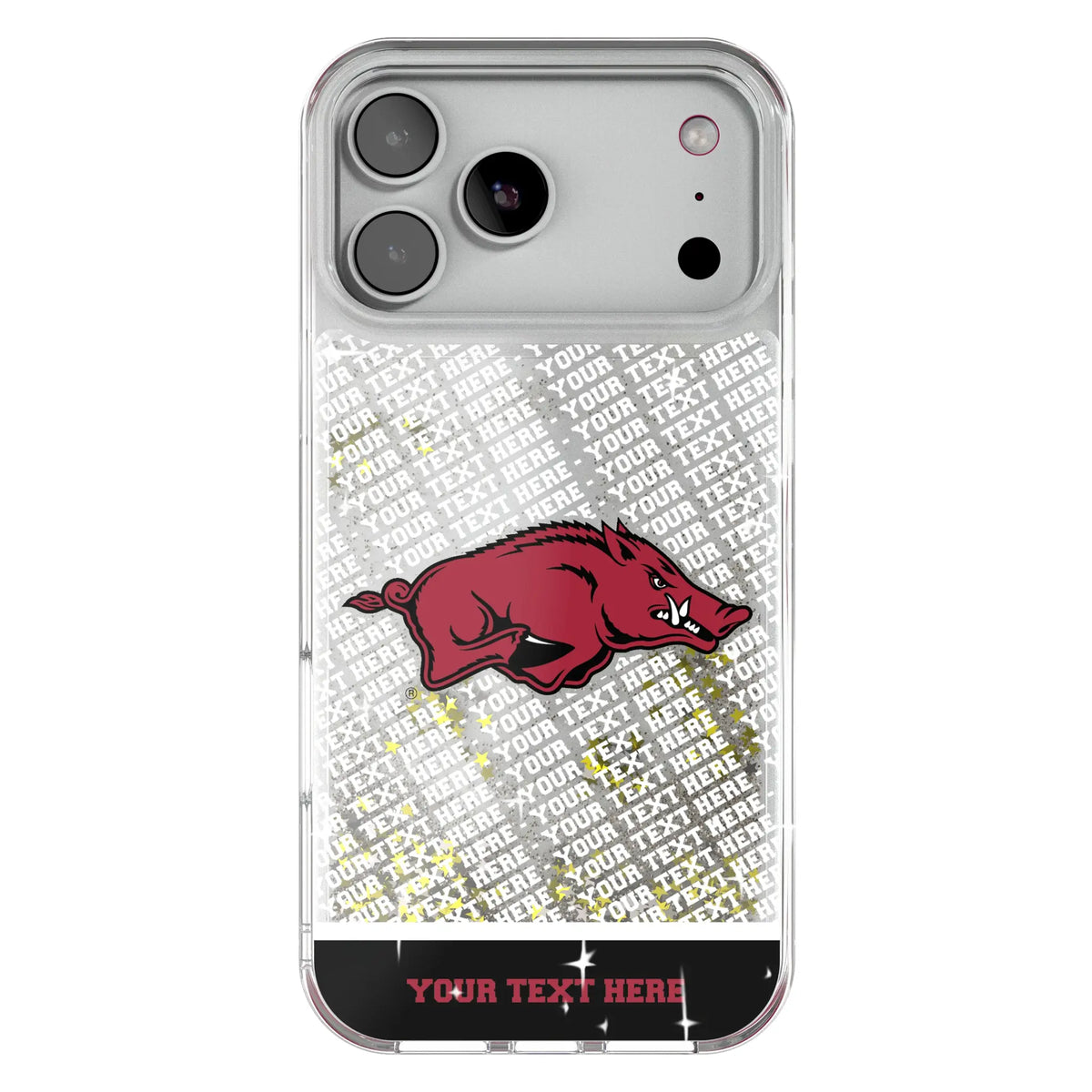 University of Arkansas Fayetteville Razorbacks Personalized EndZone Plus Glitter Phone Case for Apple iPhone