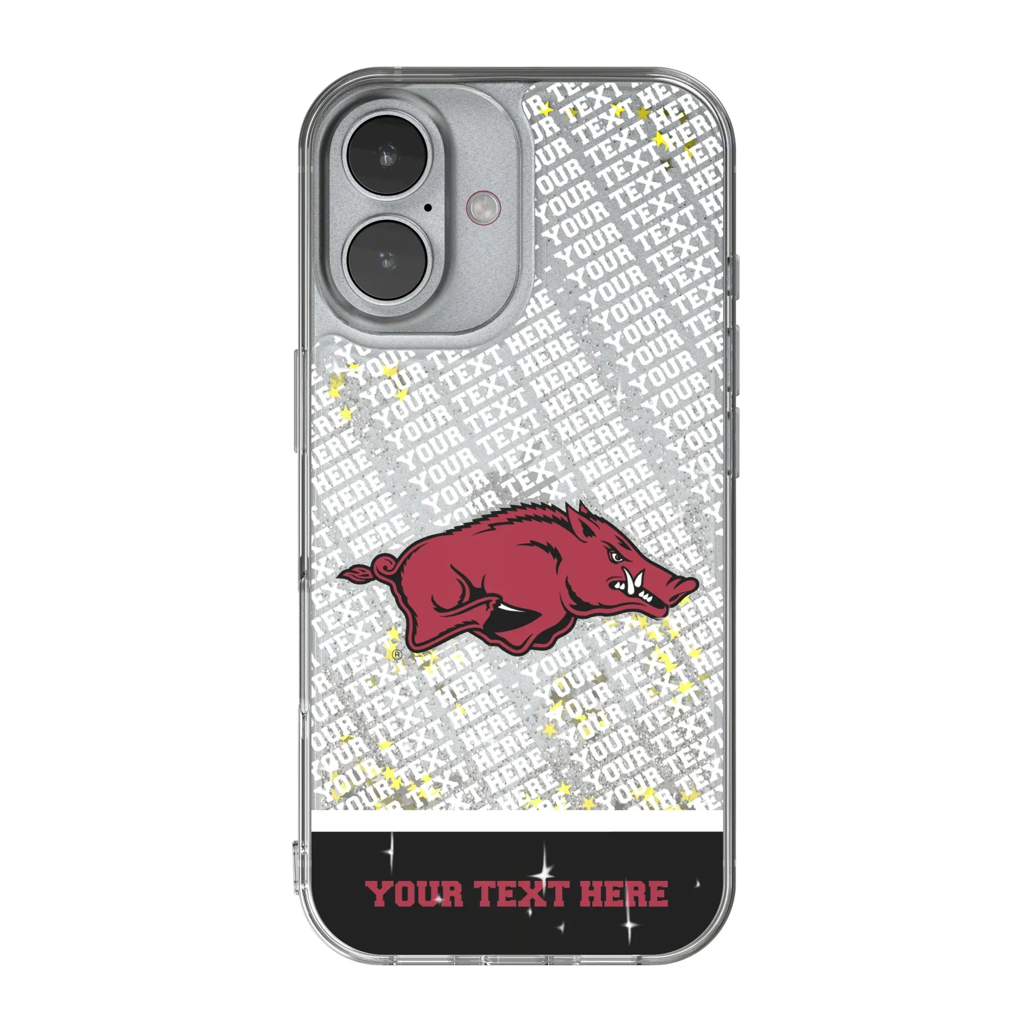 University of Arkansas Fayetteville Razorbacks Personalized EndZone Plus iPhone Glitter Phone Case for Apple iPhone