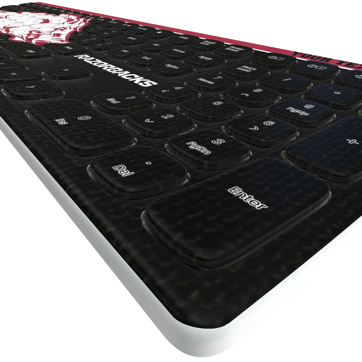 University of Arkansas Fayetteville Razorbacks Personalized Endzone Solid KKB605 Curved Wireless Keyboard - Detail