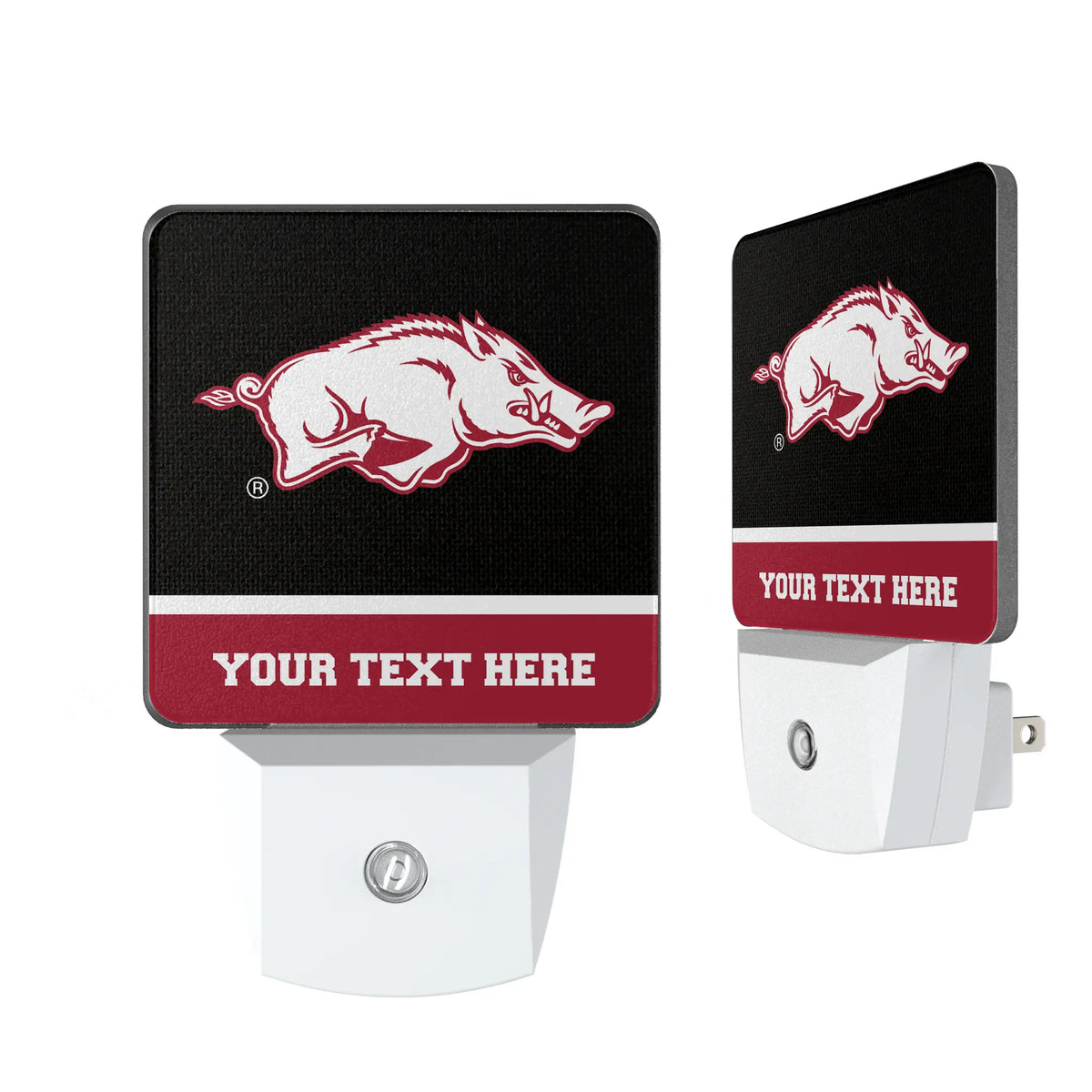 University of Arkansas Fayetteville Razorbacks Personalized Endzone Solid Night Light 2-Pack