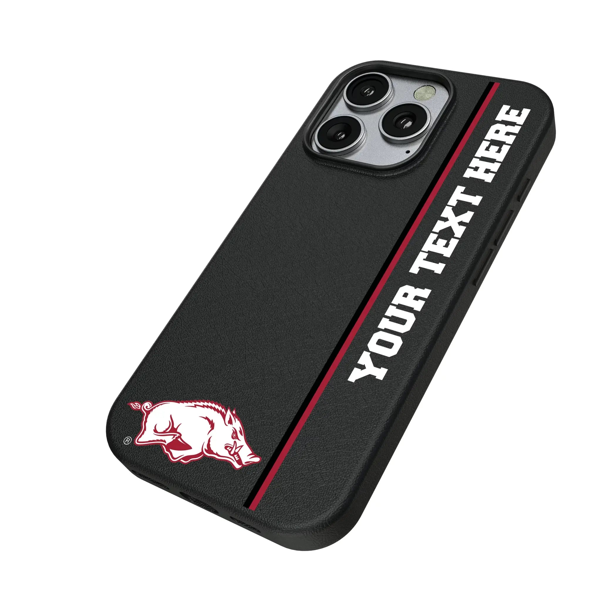 University of Arkansas Fayetteville Razorbacks Personalized Sidebard iPhone MagSafe Compatible Phone Case for Apple iPhone - Isometric View