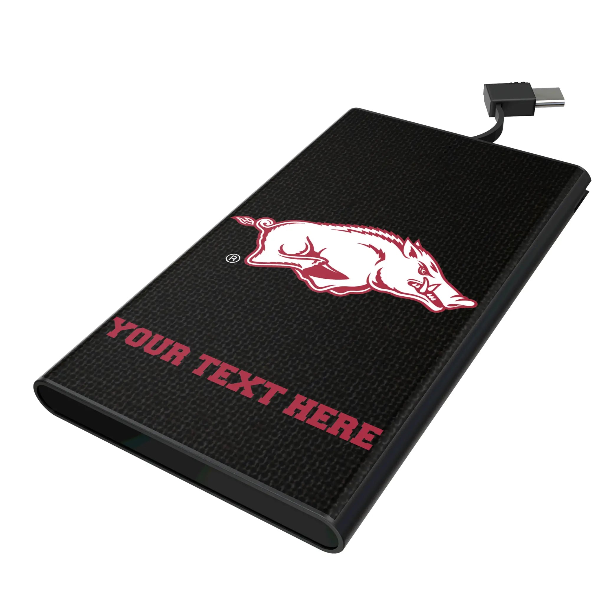 University of Arkansas Fayetteville Razorbacks Personalized Solid 5000mAh Flat Power Bank