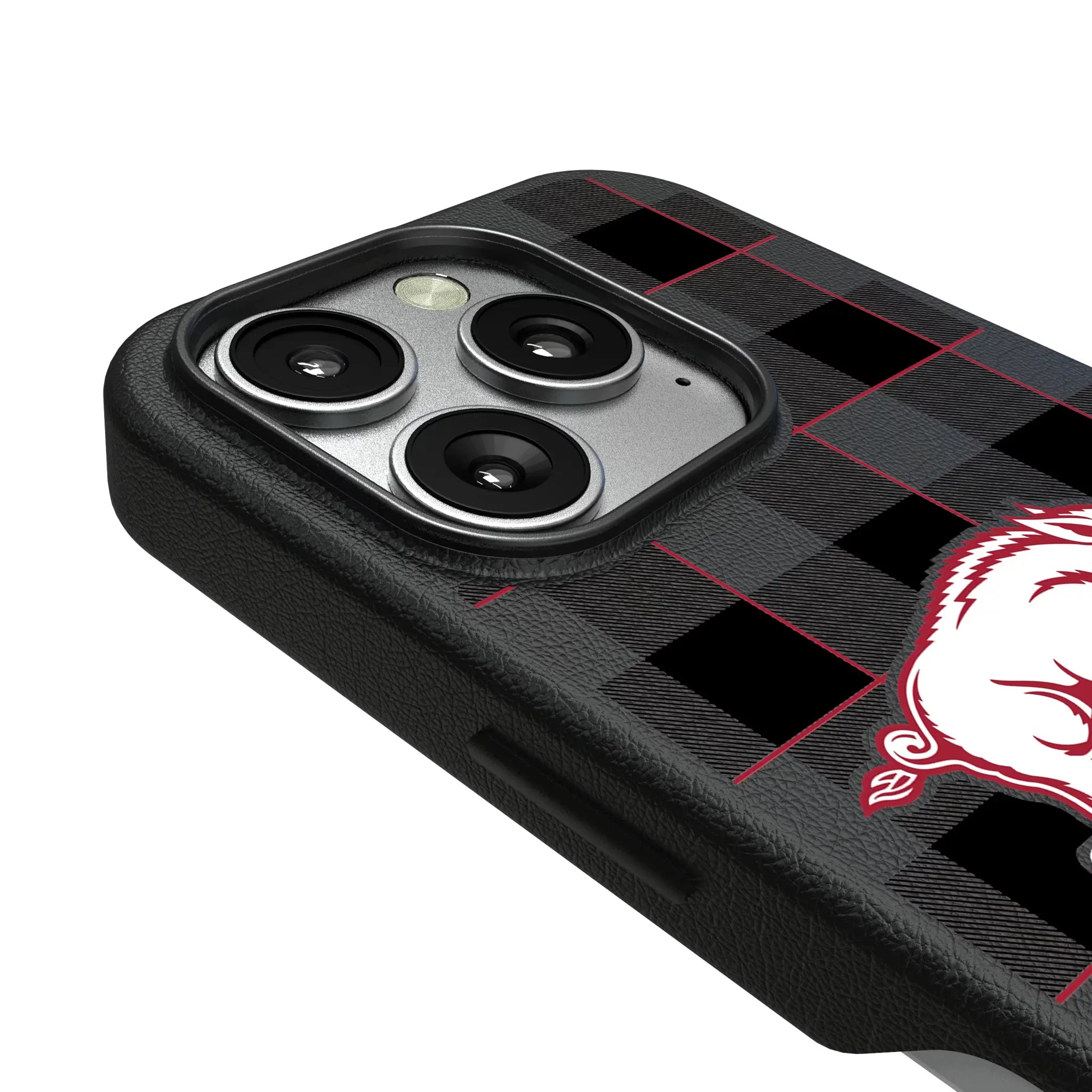 University of Arkansas Fayetteville Razorbacks Plaid iPhone MagSafe Compatible Phone Case for Apple iPhone - Detail