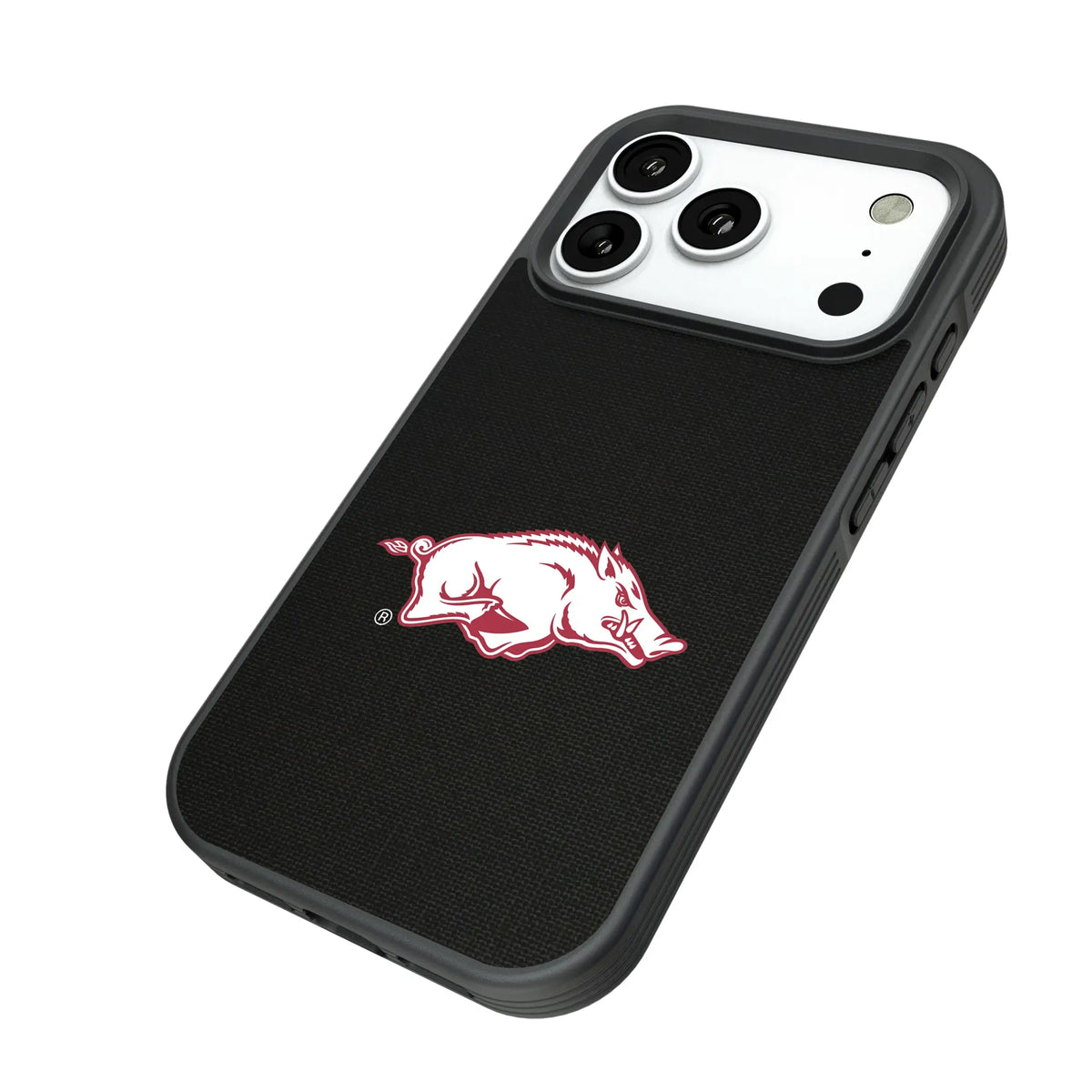 University of Arkansas Fayetteville Razorbacks Solid iPhone Bump Phone Case for Apple iPhone - Isometric View#Device_iPhone 18 Pro