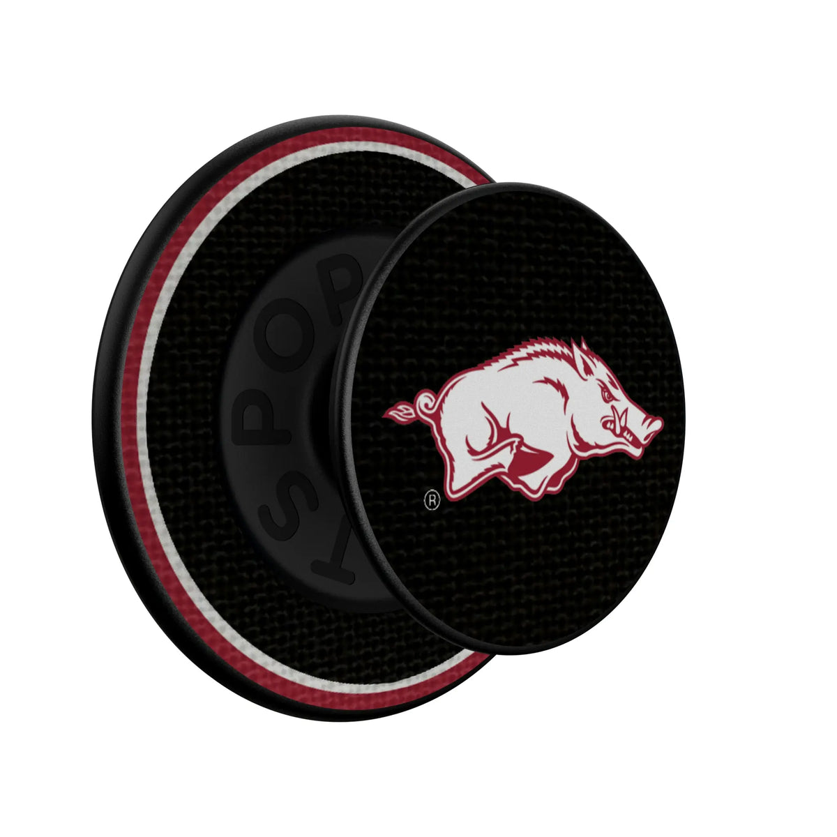 University of Arkansas Fayetteville Razorbacks Stripe Popsockets Round Magnetic - Isometric View