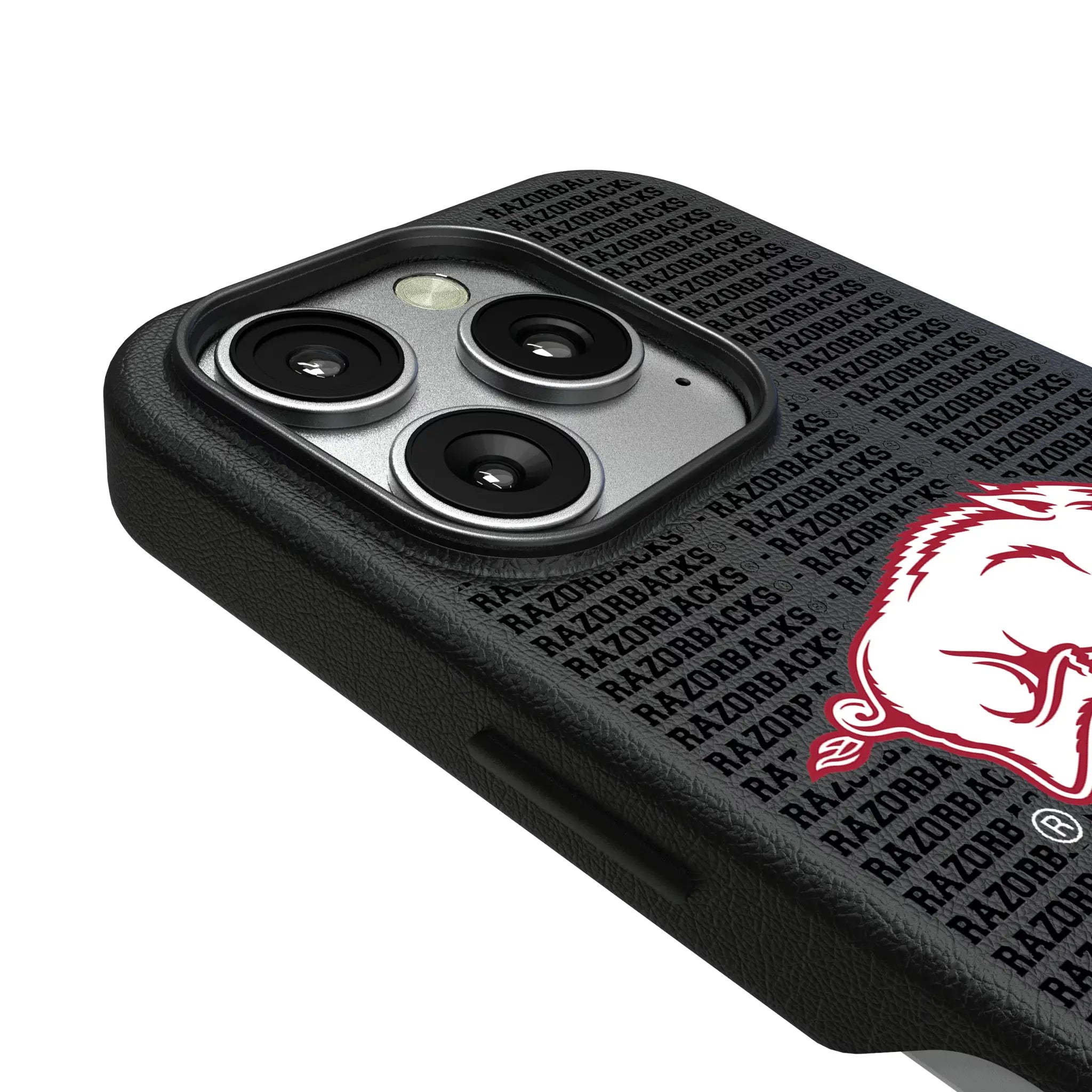 University of Arkansas Fayetteville Razorbacks Text Backdrop iPhone MagSafe Compatible Phone Case for Apple iPhone - Detail