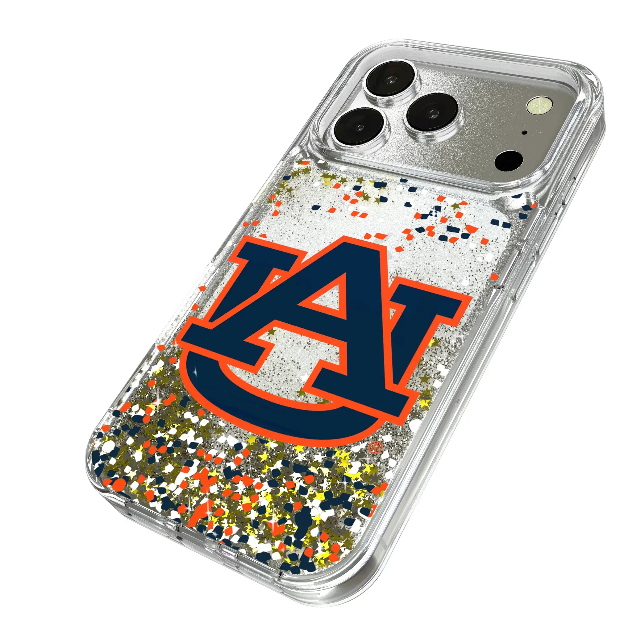 University of Auburn Tigers Confetti iPhone Glitter Phone Case for Apple iPhone - Isometric View