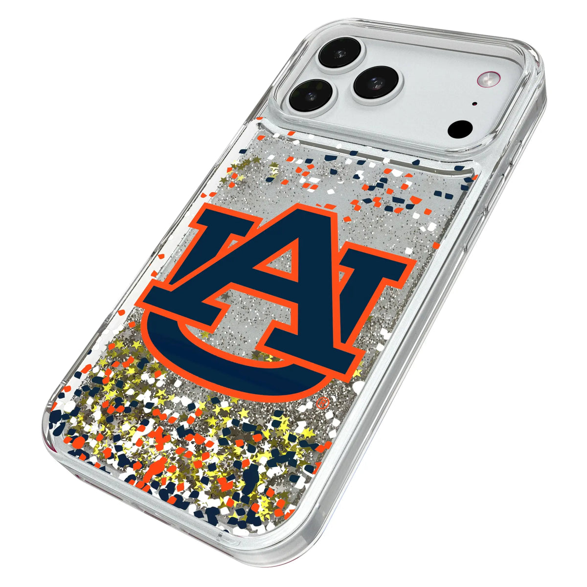 University of Auburn Tigers Confetti iPhone Glitter Phone Case for Apple iPhone - Isometric View#Device_iPhone 18 Pro Max