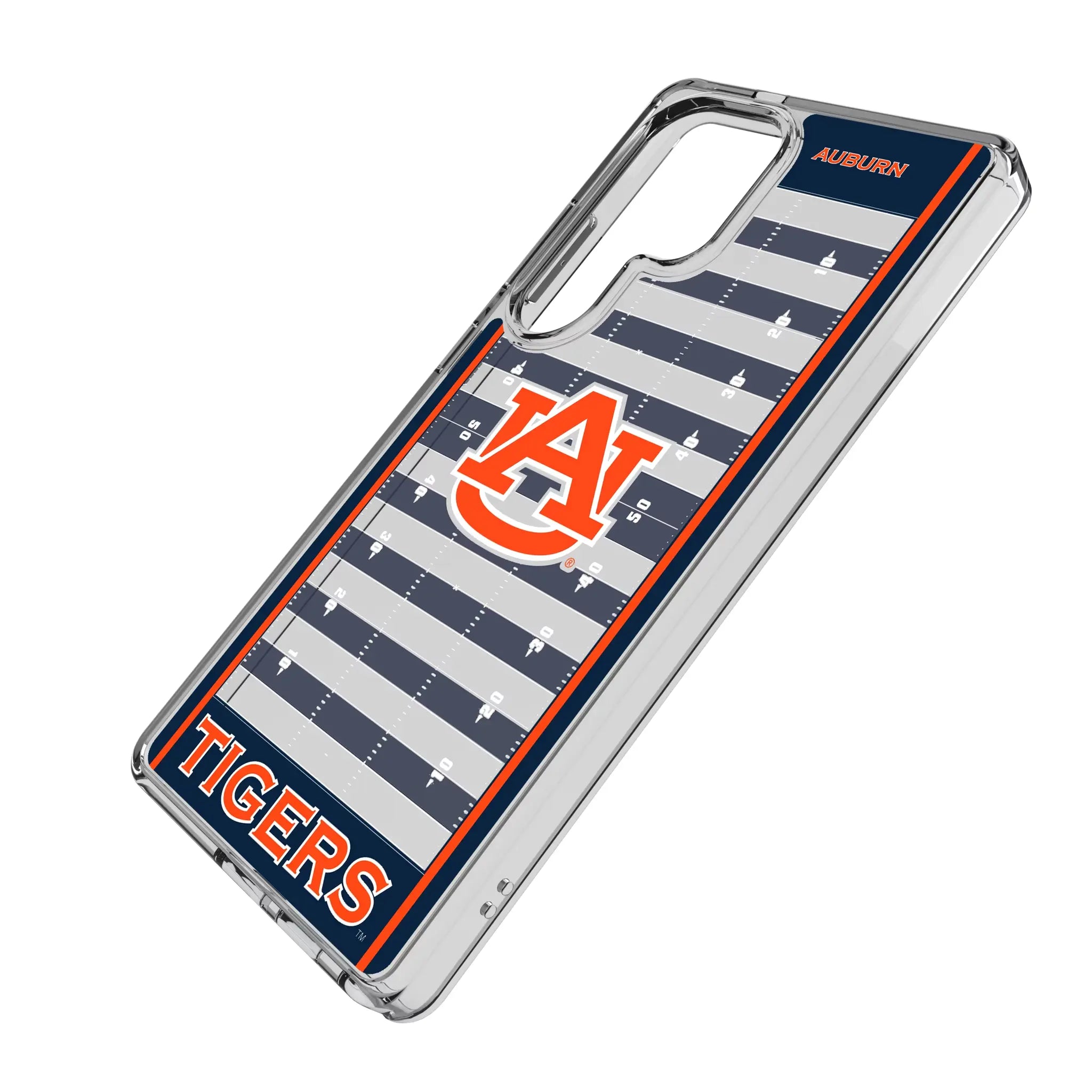 University of Auburn Tigers Field Galaxy Clear Phone Case for Samsung Galaxy - Isometric View#Device_Galaxy S25 Ultra