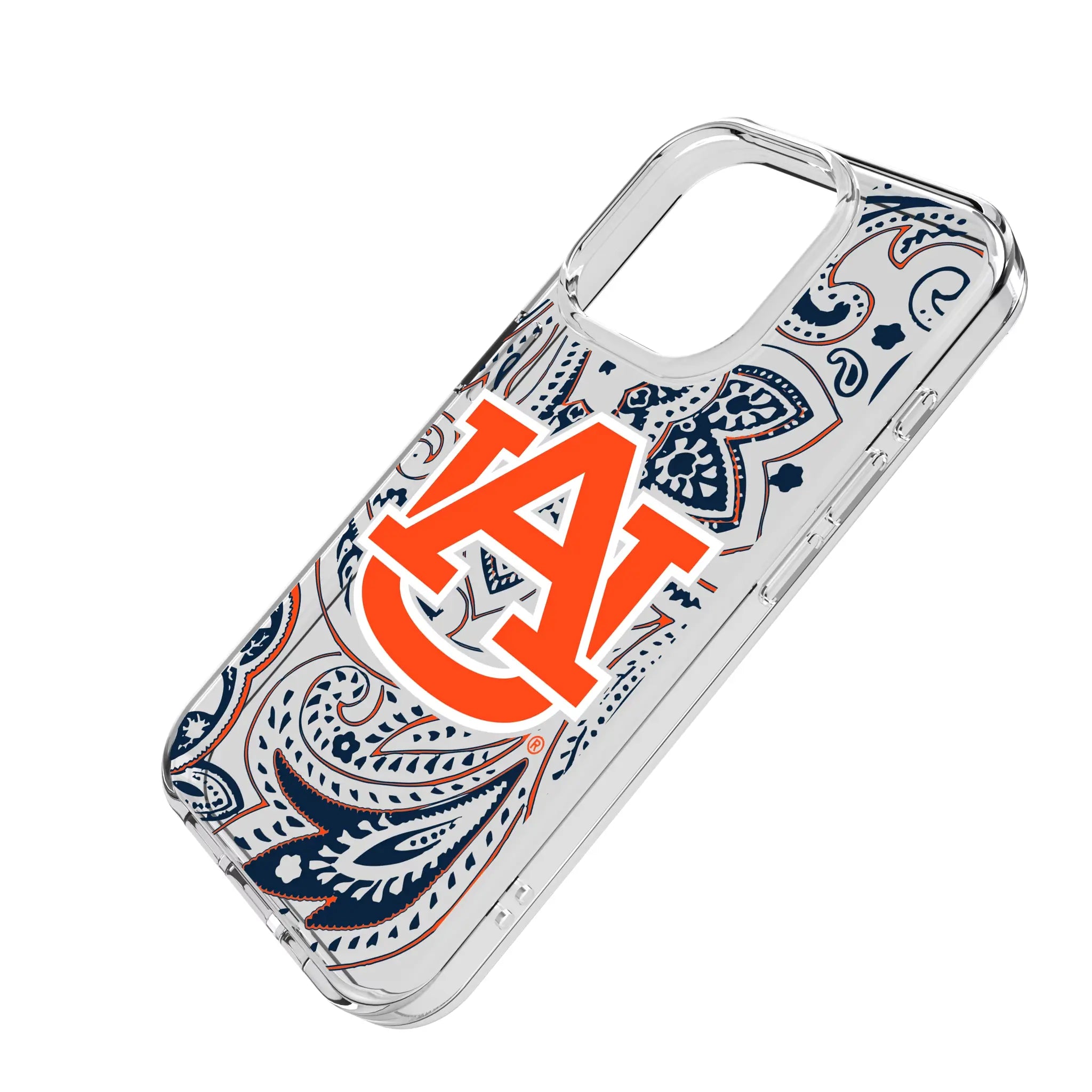 University of Auburn Tigers Paisley iPhone Clear Phone Case for Apple iPhone - Isometric View