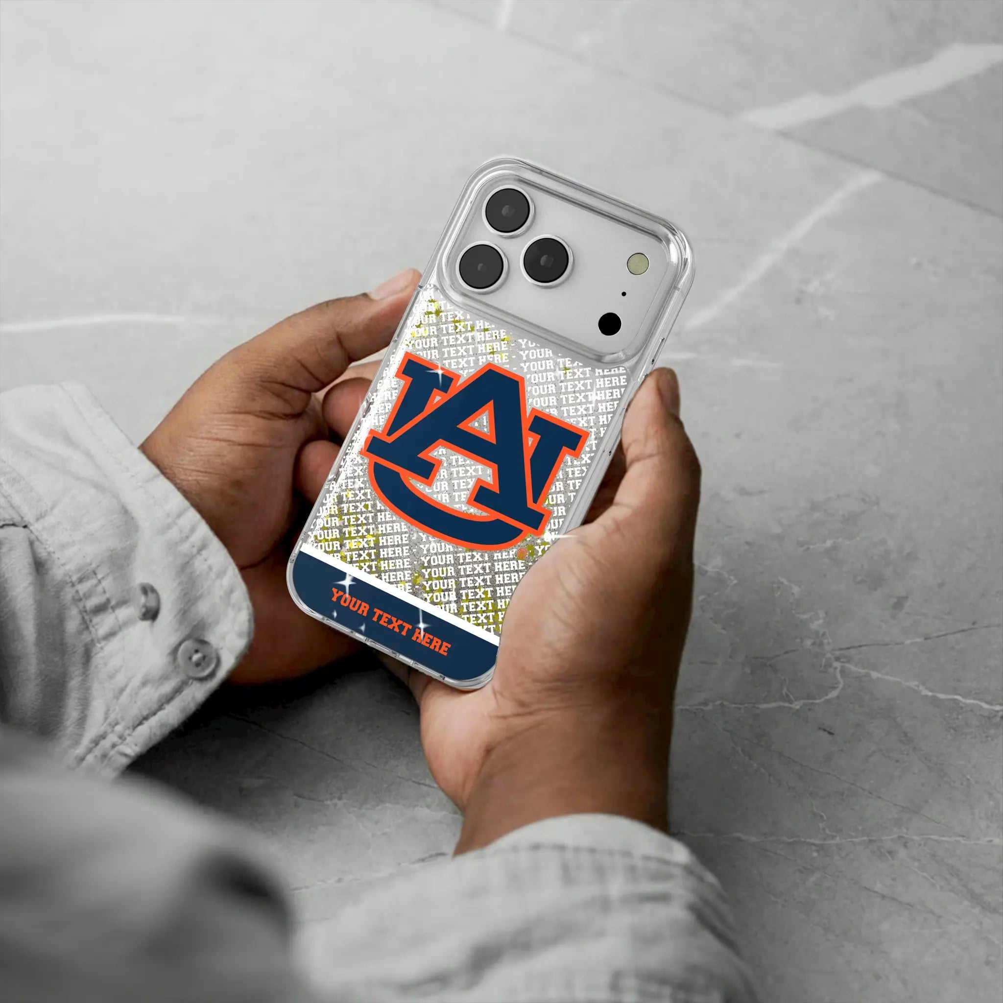 University of Auburn Tigers Personalized EndZone Plus iPhone Glitter Phone Case for Apple iPhone - Lifestyle#Device_iPhone 17 Pro