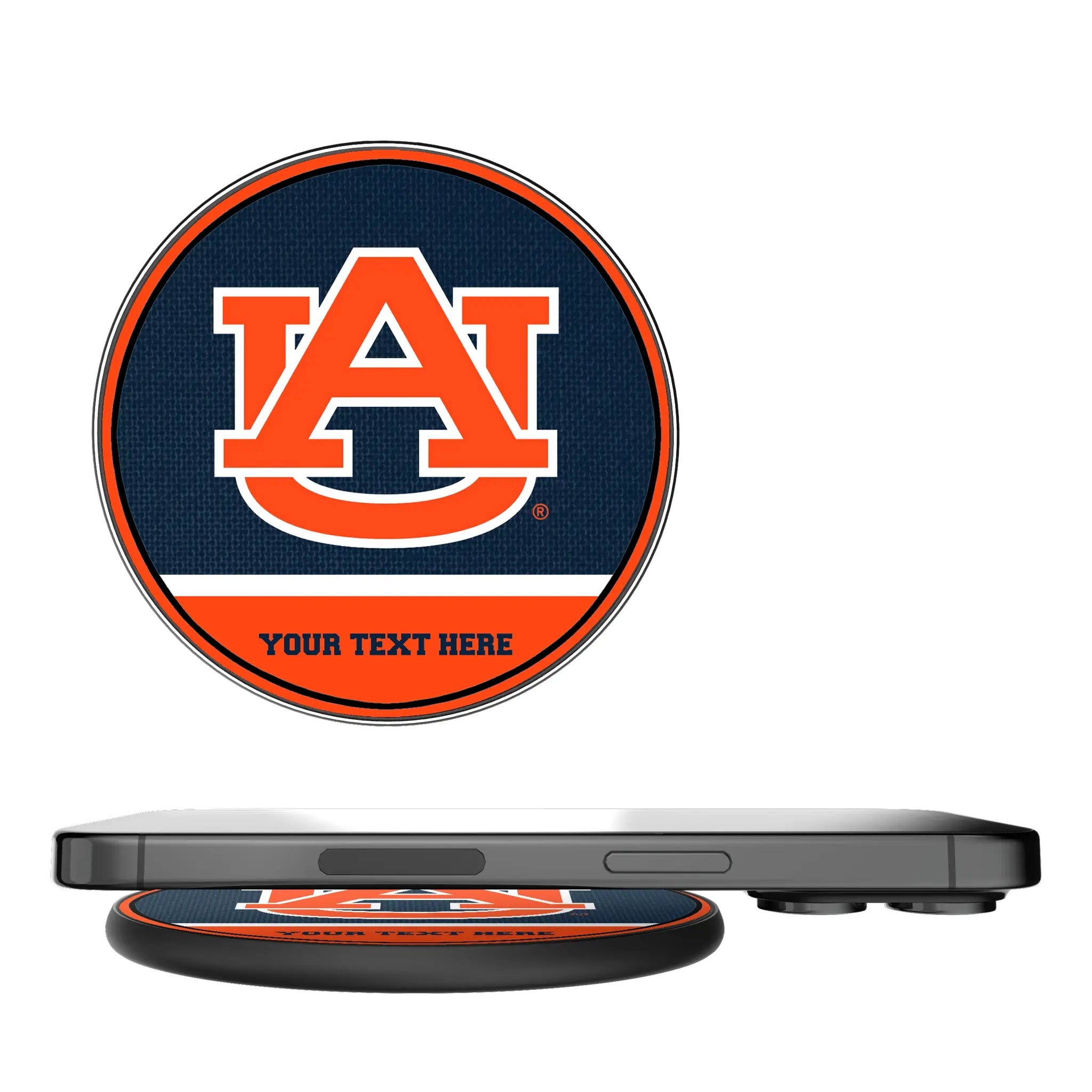 University of Auburn Tigers Personalized Endzone Solid 15-Watt Wireless Charger
