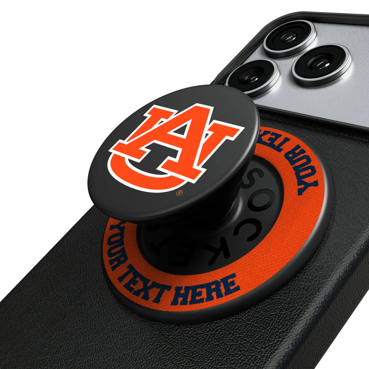 University of Auburn Tigers Personalized Endzone Solid Popsockets Round Magnetic