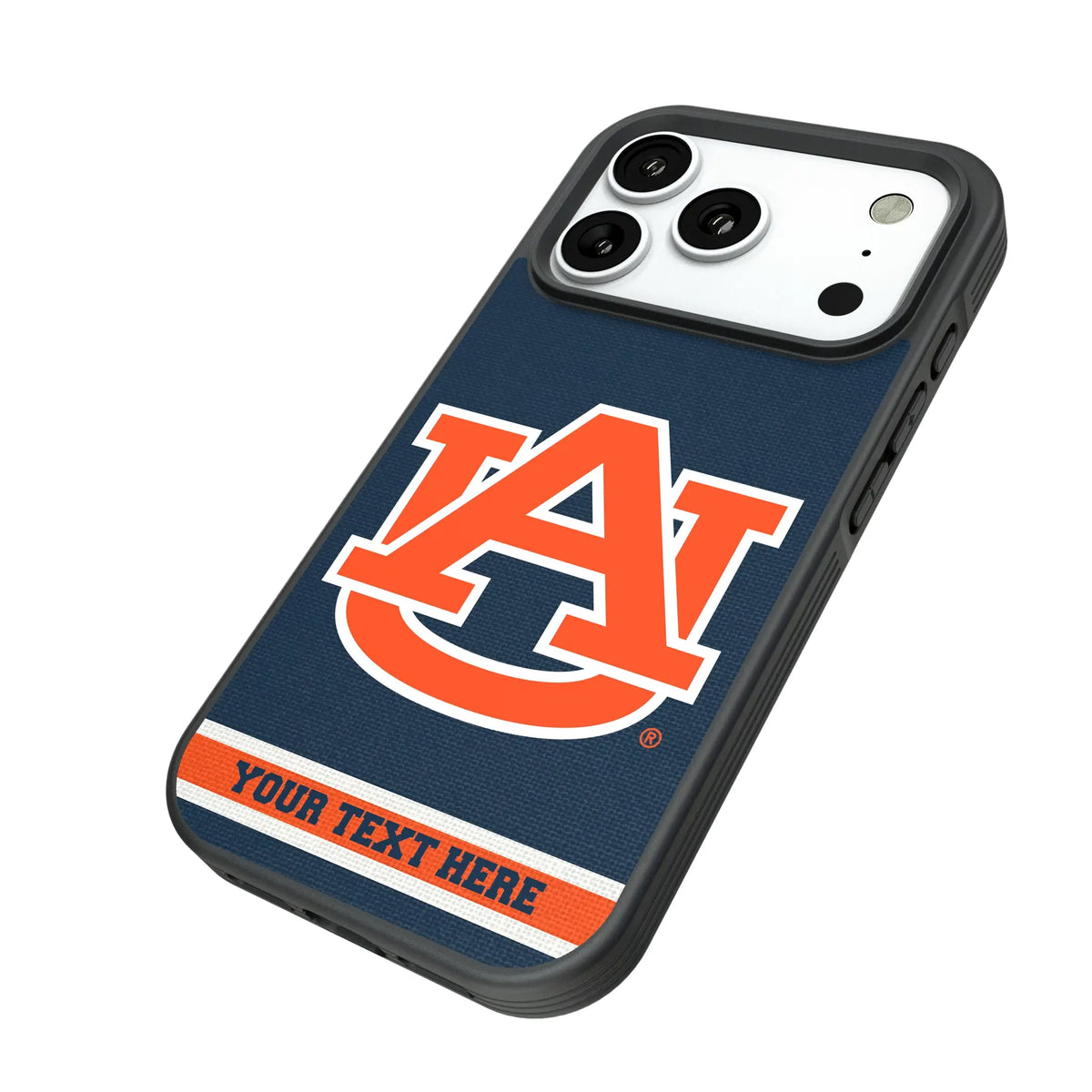 University of Auburn Tigers Personalized Stripe iPhone Bump Phone Case for Apple iPhone - Isometric View#Device_iPhone 18 Pro