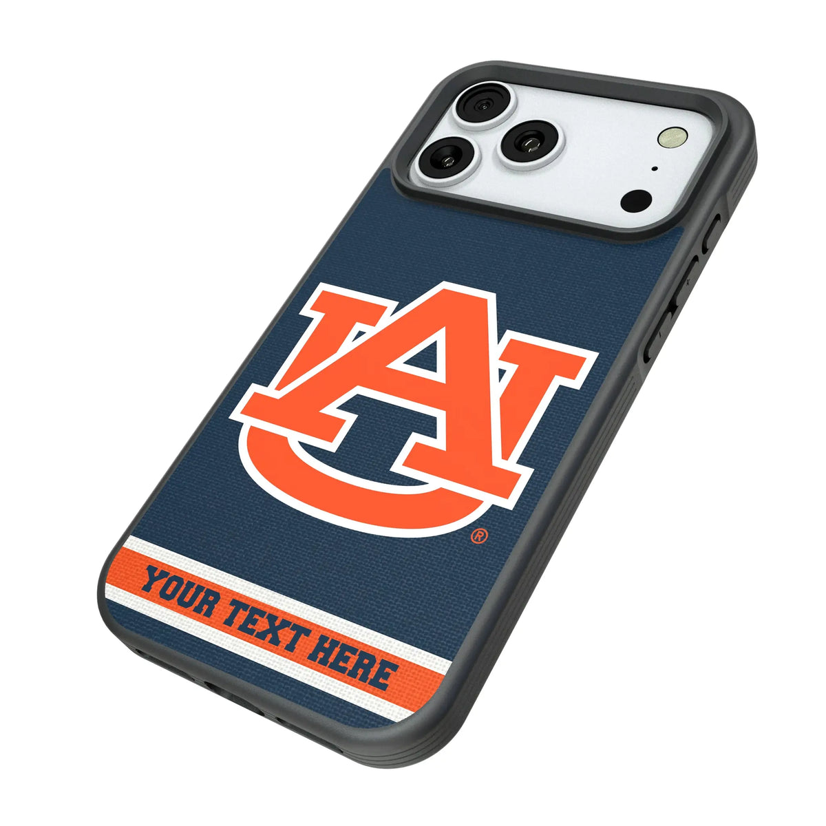 University of Auburn Tigers Personalized Stripe iPhone Bump Phone Case for Apple iPhone - Isometric View#Device_iPhone 18 Pro Max