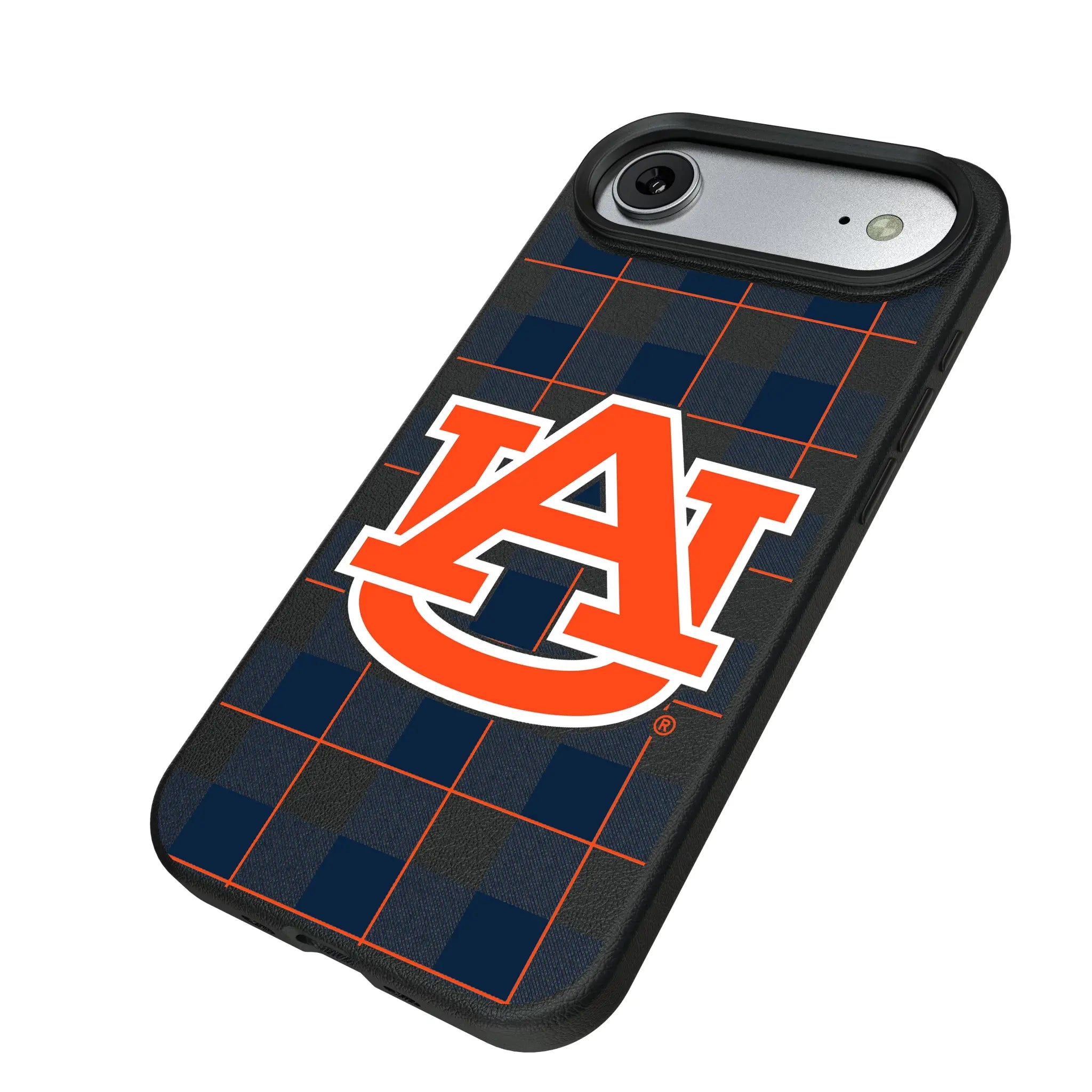University of Auburn Tigers Plaid iPhone MagSafe Compatible Phone Case for Apple iPhone - Isometric View#Device_iPhone Air