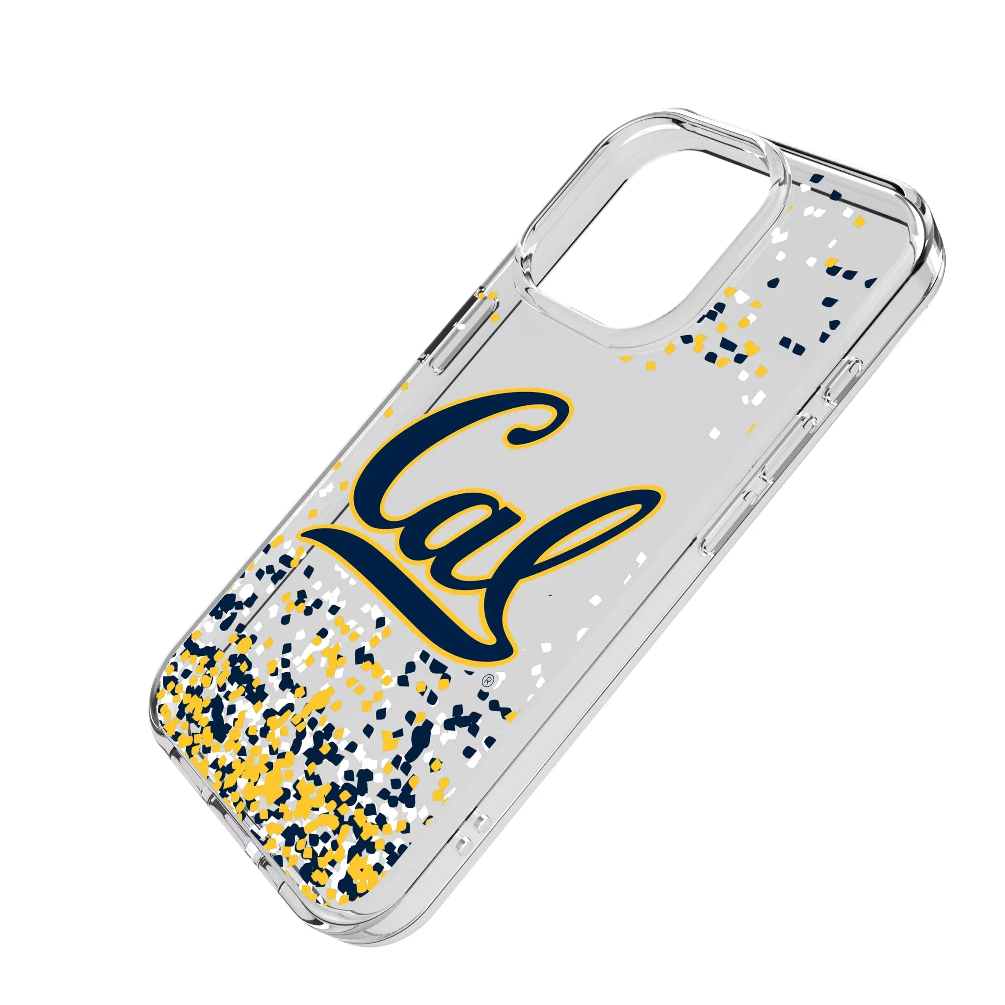 University of California Berkeley Golden Bears Confetti iPhone Clear Phone Case for Apple iPhone - Isometric View