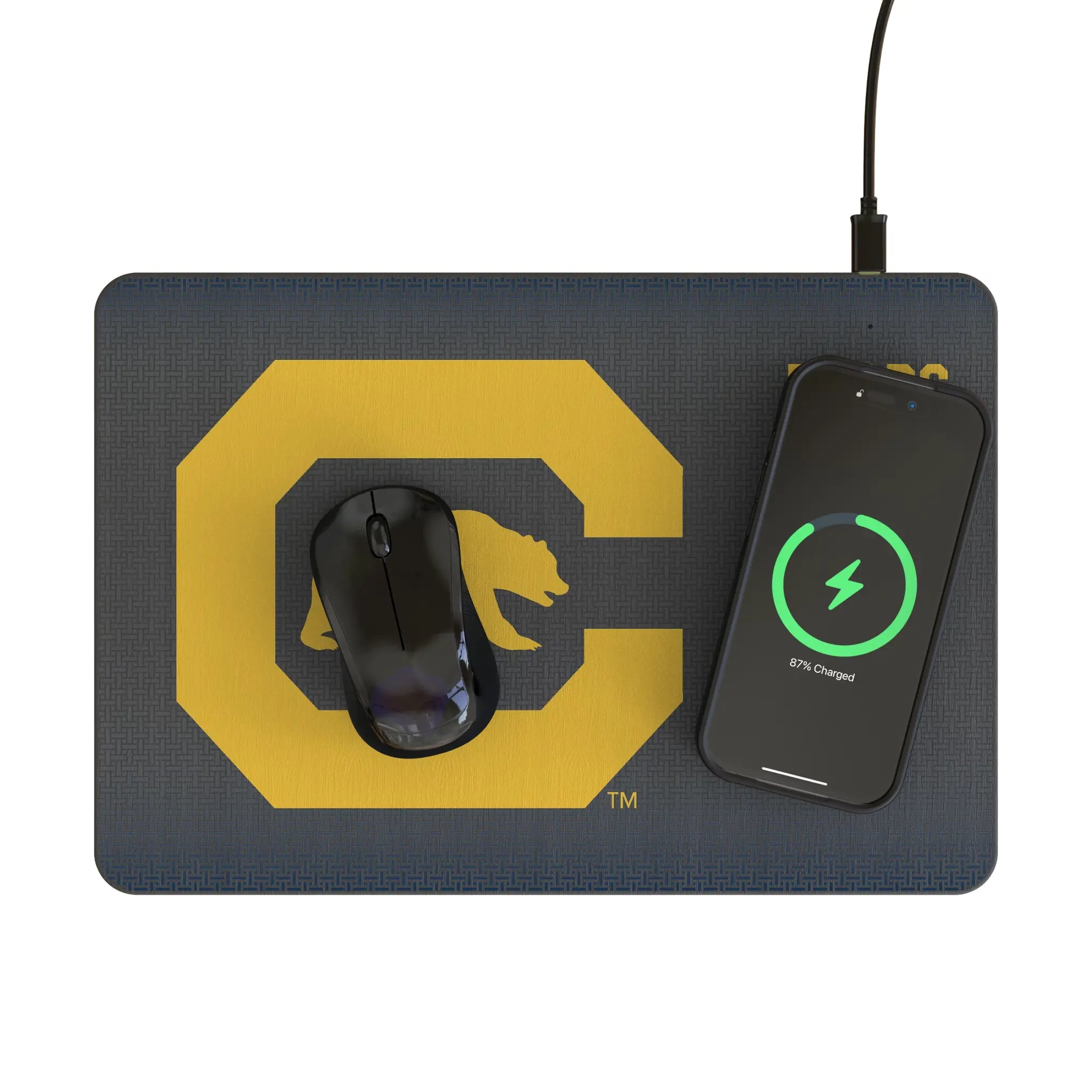 University of California Berkeley Golden Bears Linen 15-Watt Wireless Charger and Mouse Pad - Lifestyle