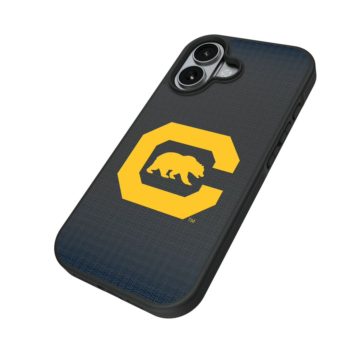 University of California Berkeley Golden Bears Linen iPhone Bump Phone Case for Apple iPhone - Isometric View#Device_iPhone 17