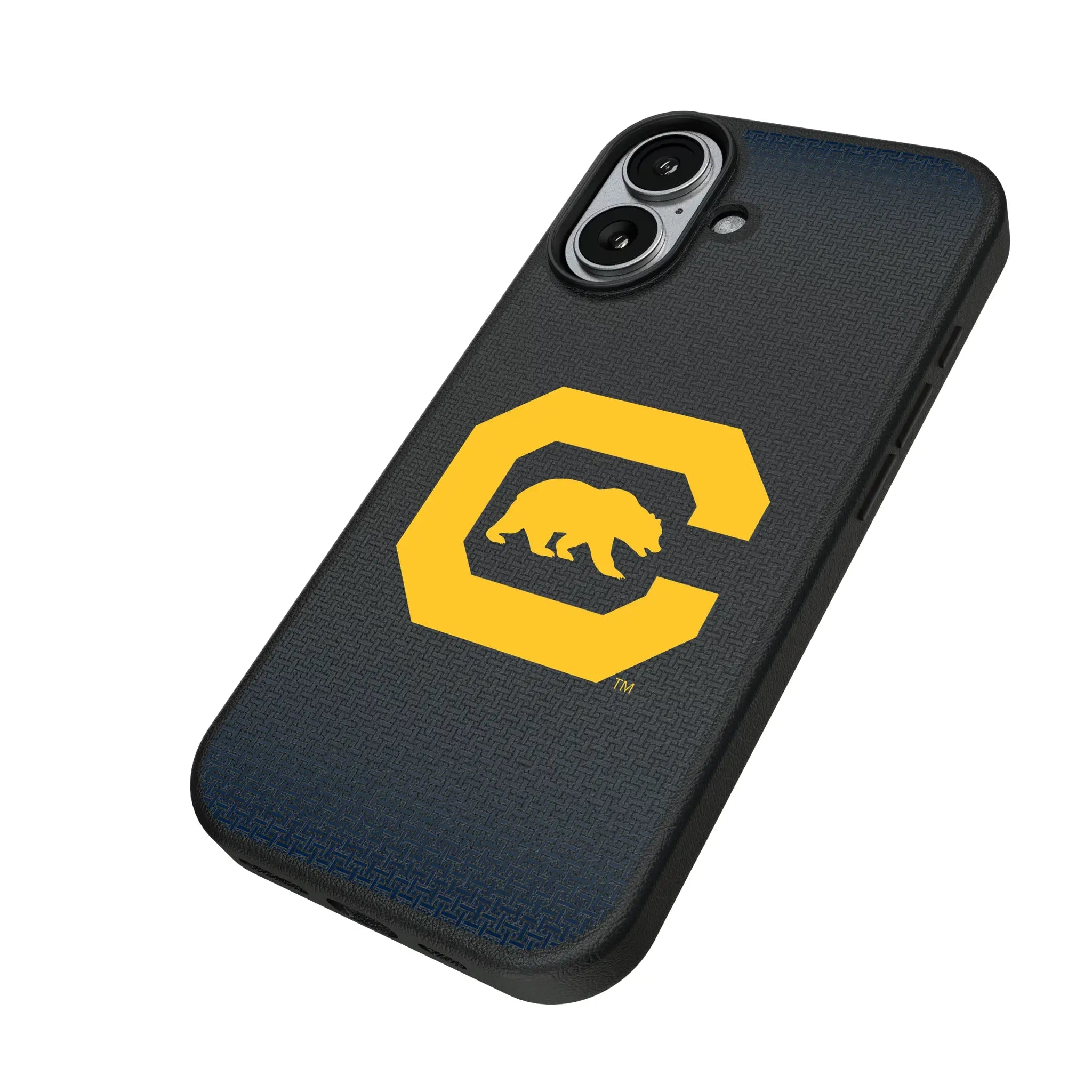 University of California Berkeley Golden Bears Linen iPhone MagSafe Compatible Phone Case for Apple iPhone - Isometric View#Device_iPhone 17