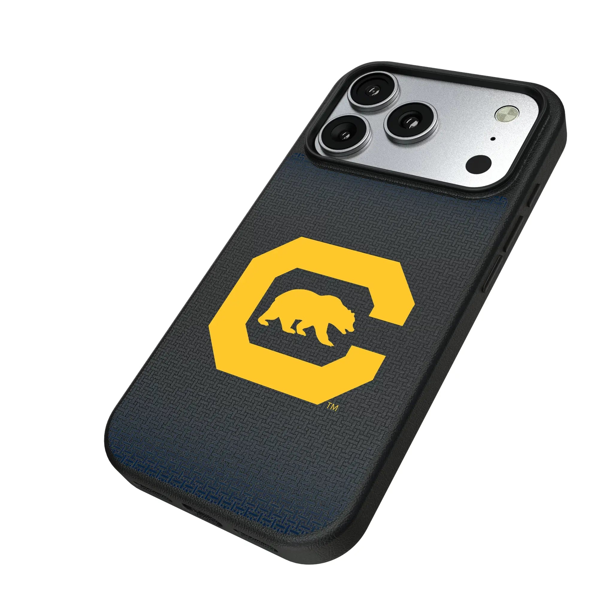 University of California Berkeley Golden Bears Linen iPhone MagSafe Compatible Phone Case for Apple iPhone - Isometric View#Device_iPhone 17 Pro